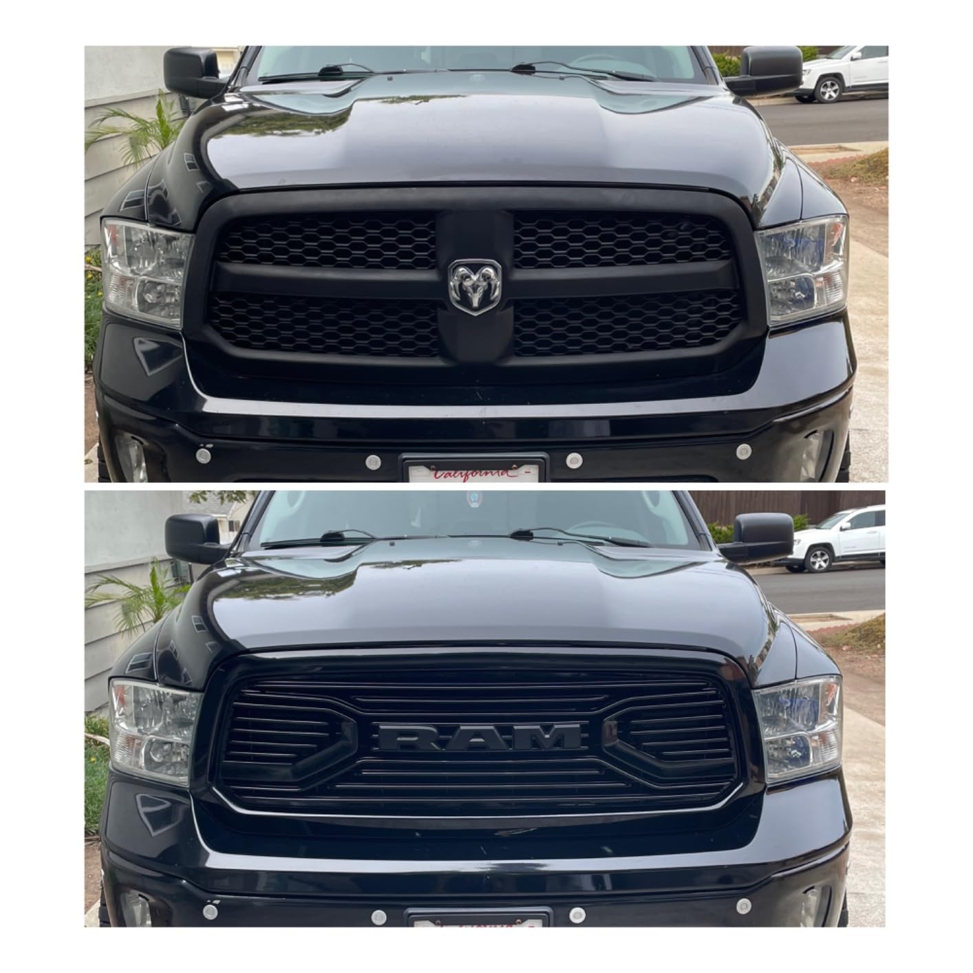 Replacement Front Grille Compatible with 2013-2018 Ram 1500 & 2019-2023 Ram 1500 CLASSIC Models, Big Horn Style Grill Horizontal ABS Front Grille with Letters, Matte Black customer photo 1