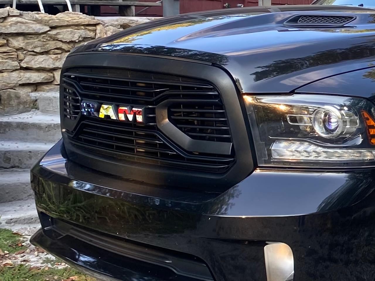 Replacement Front Grille Compatible with 2013-2018 Ram 1500 & 2019-2023 Ram 1500 CLASSIC Models, Big Horn Style Grill Horizontal ABS Front Grille with Letters, Matte Black customer photo 2