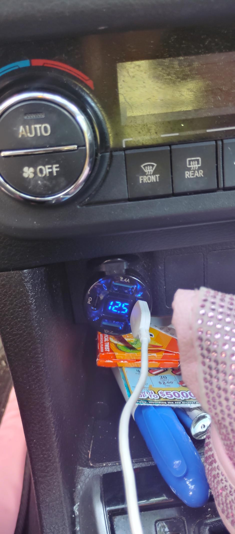 Car Charger 66W Super Fast Charging with USB PD&QC 3.0(Voltmeter&LED Lights) Universal Quick Charge for 12-24V Car Cigarette Lighter Plug,Compatible with iPhone 14 13 12,S22 S21 S20,iPad(Black) customer photo 2