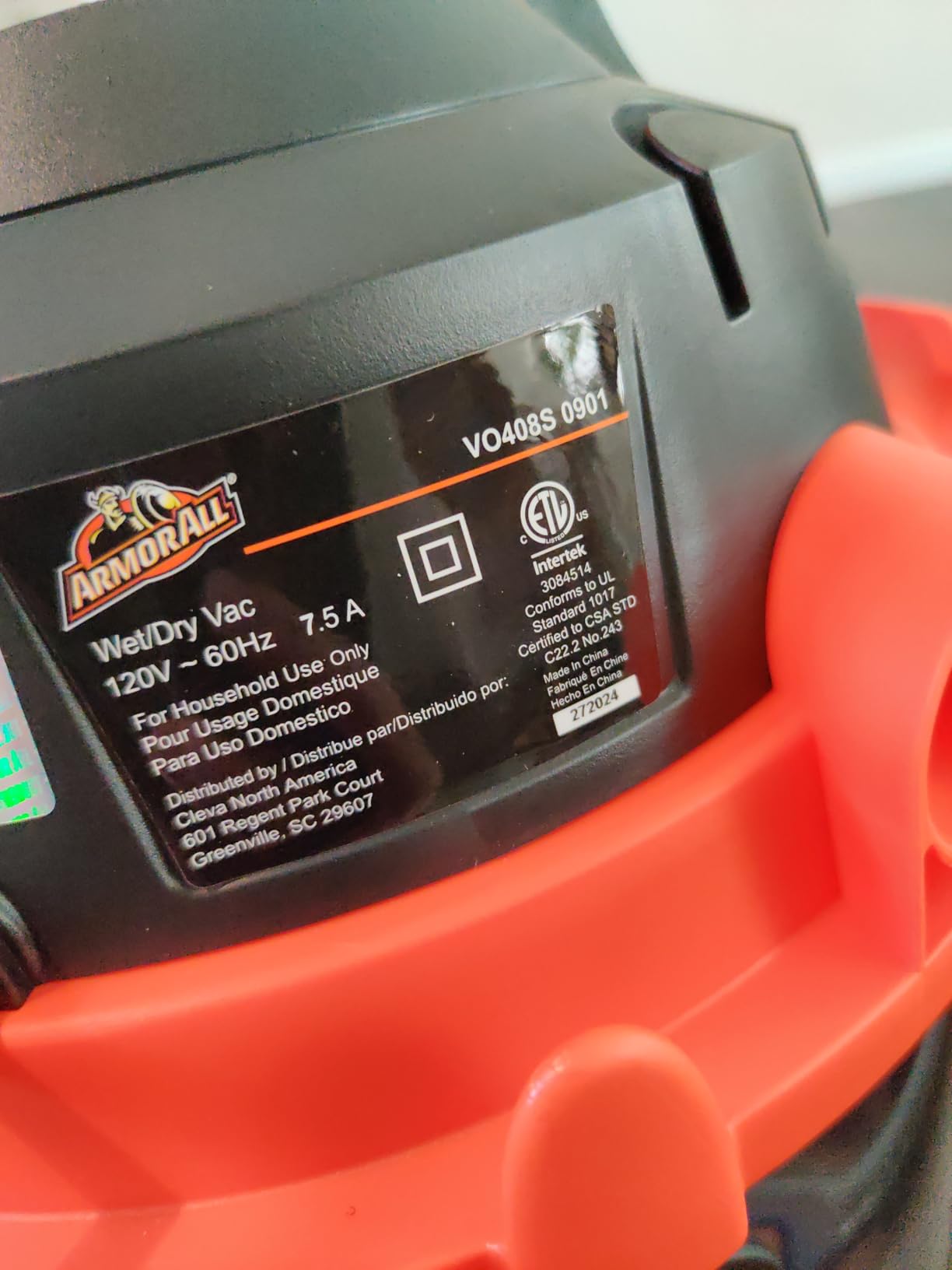 Armor All VO408S 0901 4 Gallon 3 Peak HP Stainless Steel Wet/Dry Vacuum, Orange customer photo 2