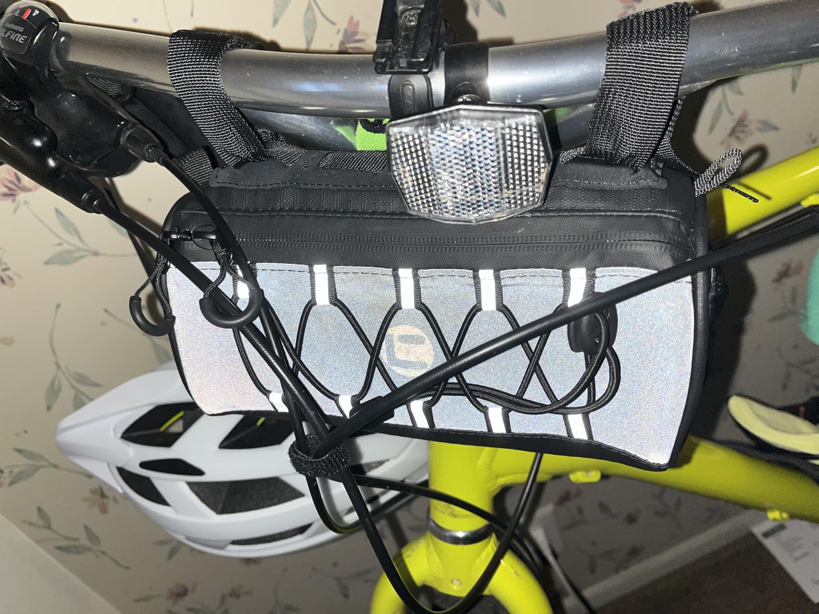 WOTOW Bike Handlebar Bag Waterproof - Bicycle Handlebar Roll Bag with Large Reflective Area, Bike Front Pouch with Waterproof Zipper Shoulder Strap Removable Straps for Cycling (Cylinder, 2.4L) customer photo 1