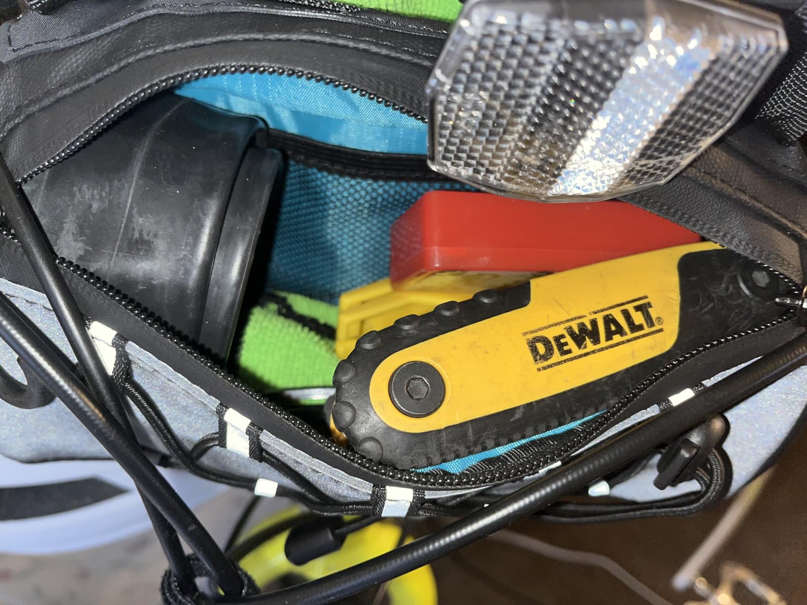 WOTOW Bike Handlebar Bag Waterproof - Bicycle Handlebar Roll Bag with Large Reflective Area, Bike Front Pouch with Waterproof Zipper Shoulder Strap Removable Straps for Cycling (Cylinder, 2.4L) customer photo 2