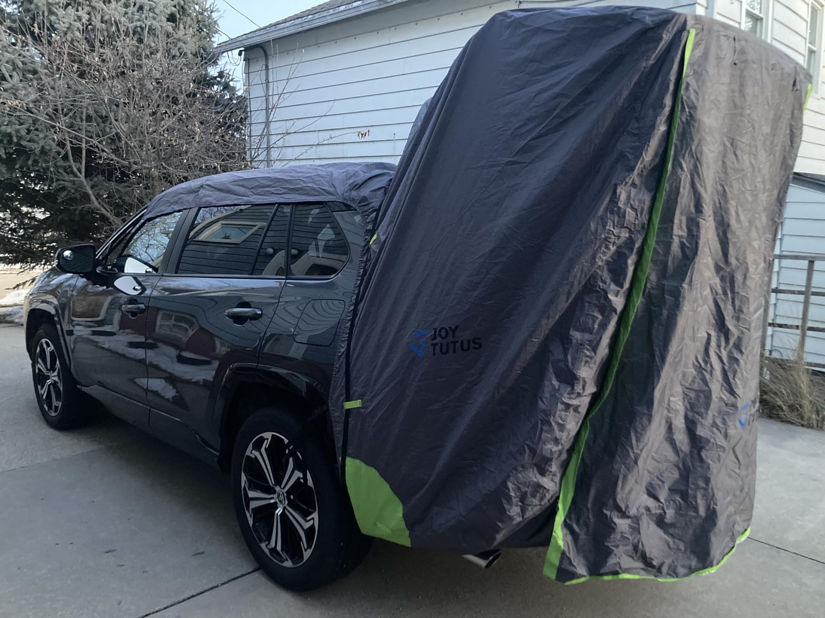 JOYTUTUS SUV Tailgate Tent with Awning Shade, Car Roof Canopy and Poles, Water Resistant Camping Tent, Outdoor Travel Preferred, Universal Fit Most SUV- Green customer photo 1