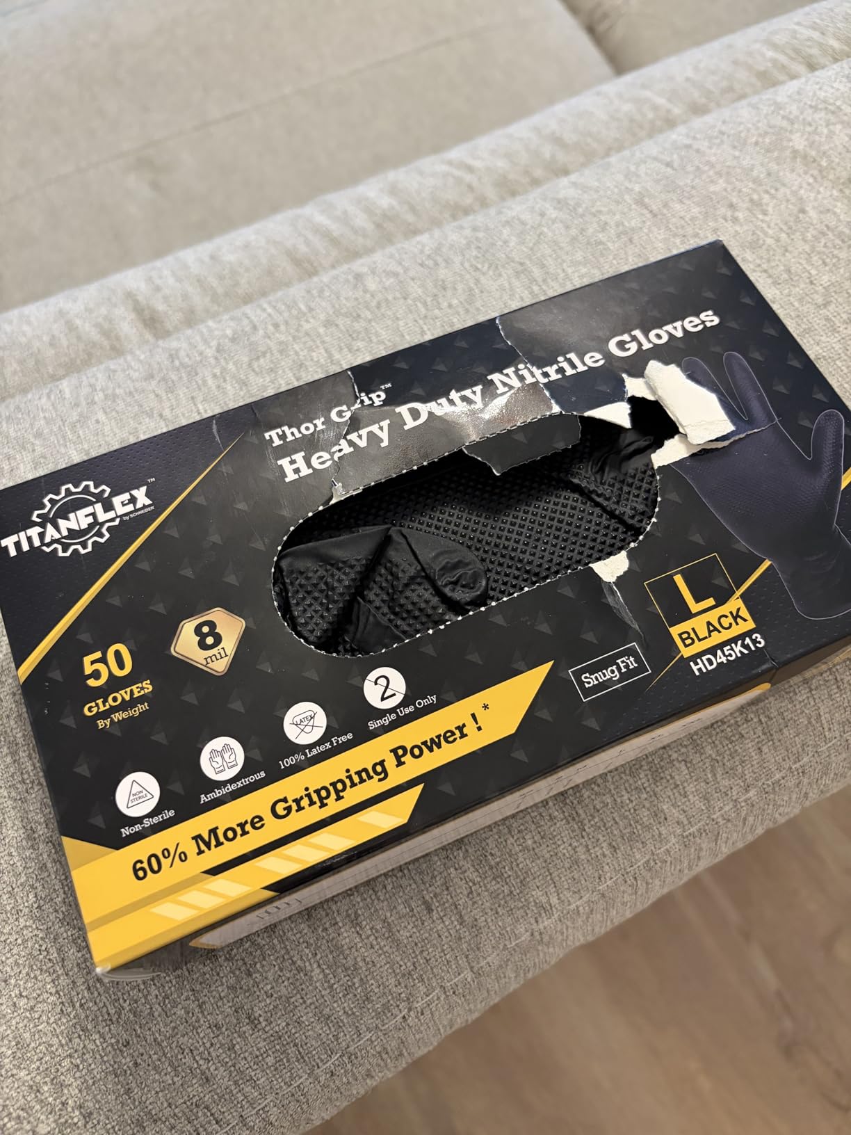 TitanFlex Heavy Duty Black Industrial Nitrile Gloves with Raised Diamond Texture, Latex Free (6mil/8mil) customer photo 1