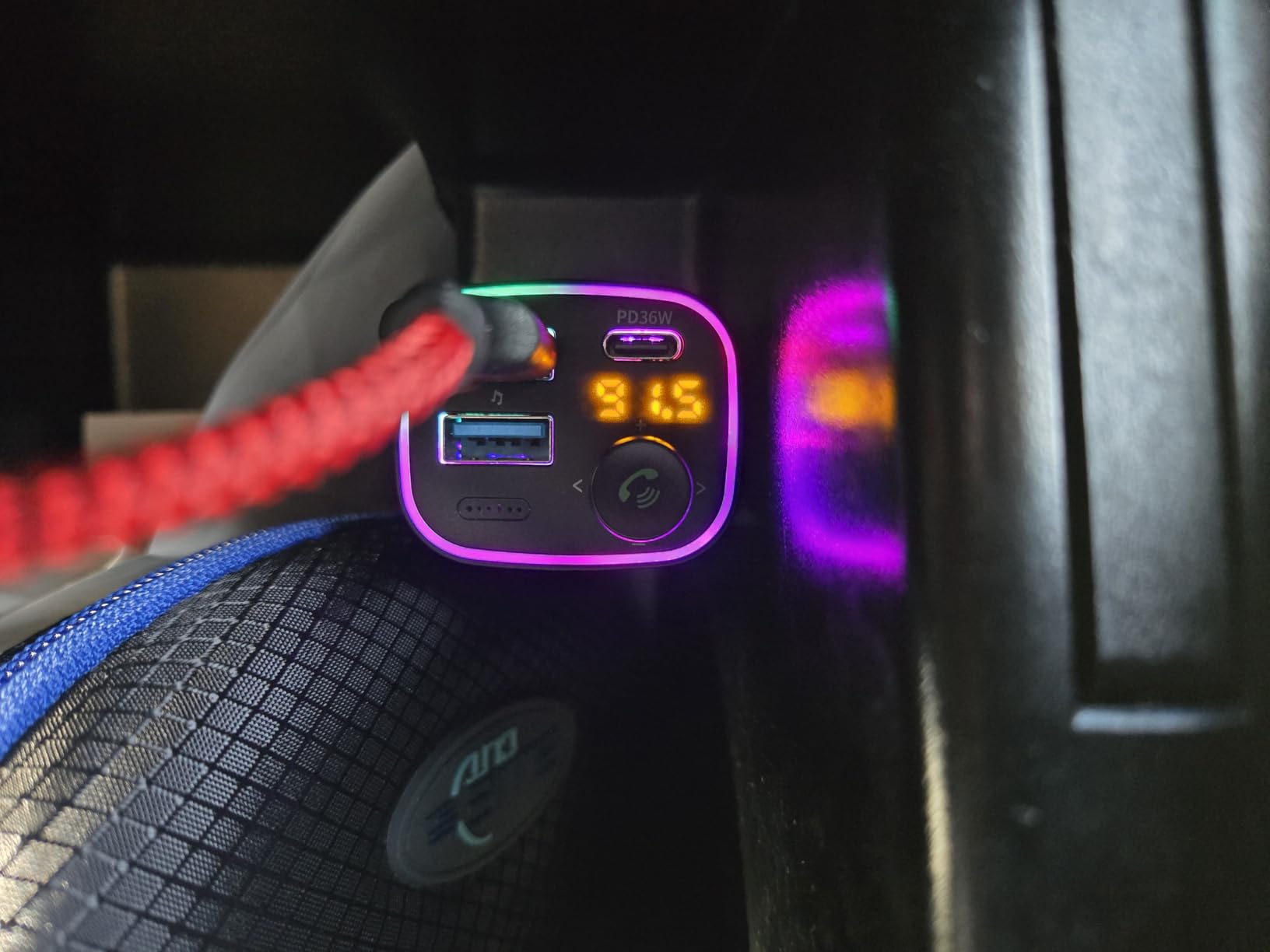 Syncwire Bluetooth 5.4 FM Transmitter Car Adapter 48W (PD 36W & 12W) [Light Switch] [HiFi Bass Sound] [Fast Charging] Wireless Radio Music Adapter LED Display Hands-Free Calling Support USB Drive customer photo 1