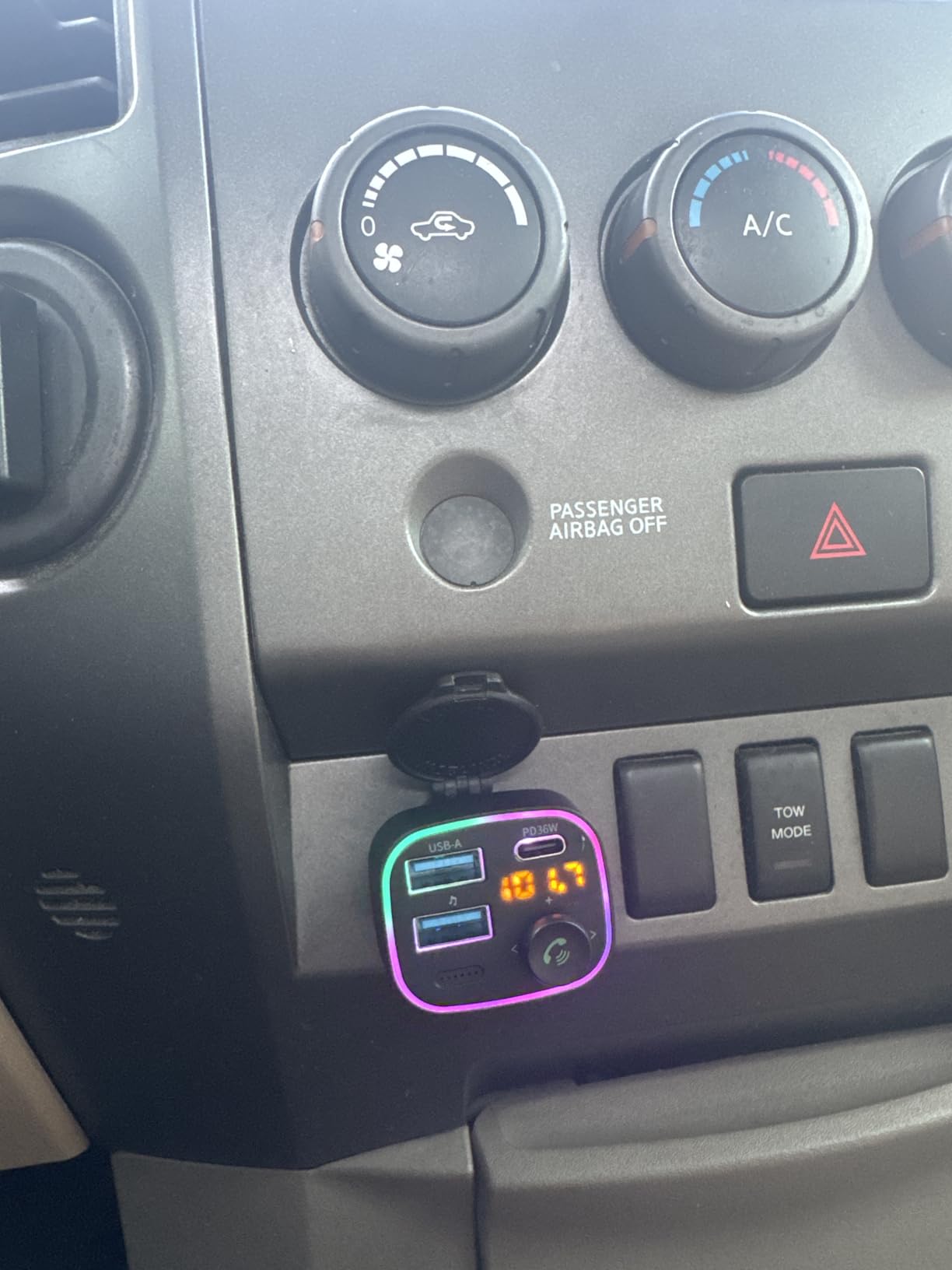 Syncwire Bluetooth 5.4 FM Transmitter Car Adapter 48W (PD 36W & 12W) [Light Switch] [HiFi Bass Sound] [Fast Charging] Wireless Radio Music Adapter LED Display Hands-Free Calling Support USB Drive customer photo 2