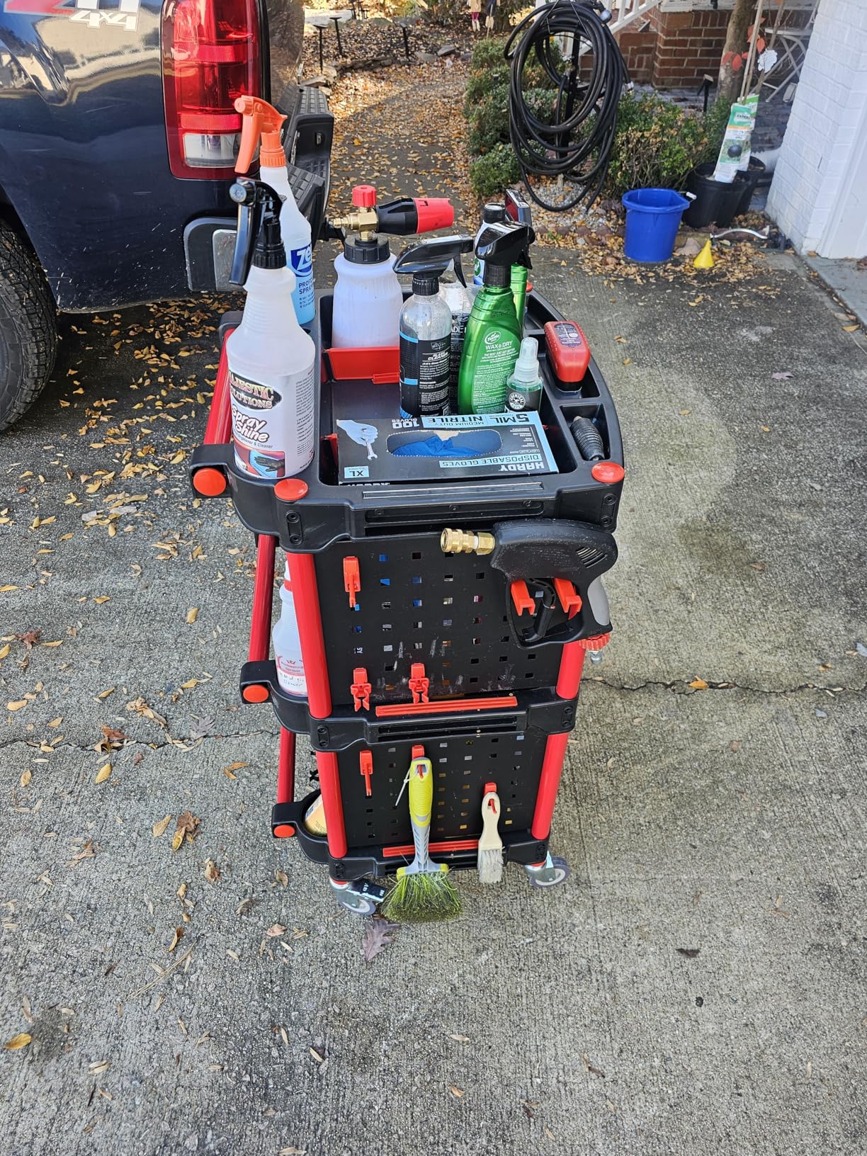 Car Detailing Cart Tool Organizer with 4 Pieces Side Hanging Plate & Hooks,for Mechanics & Detailers During Repairs Car Wash/Wax Detailing Cart-Updated customer photo 1