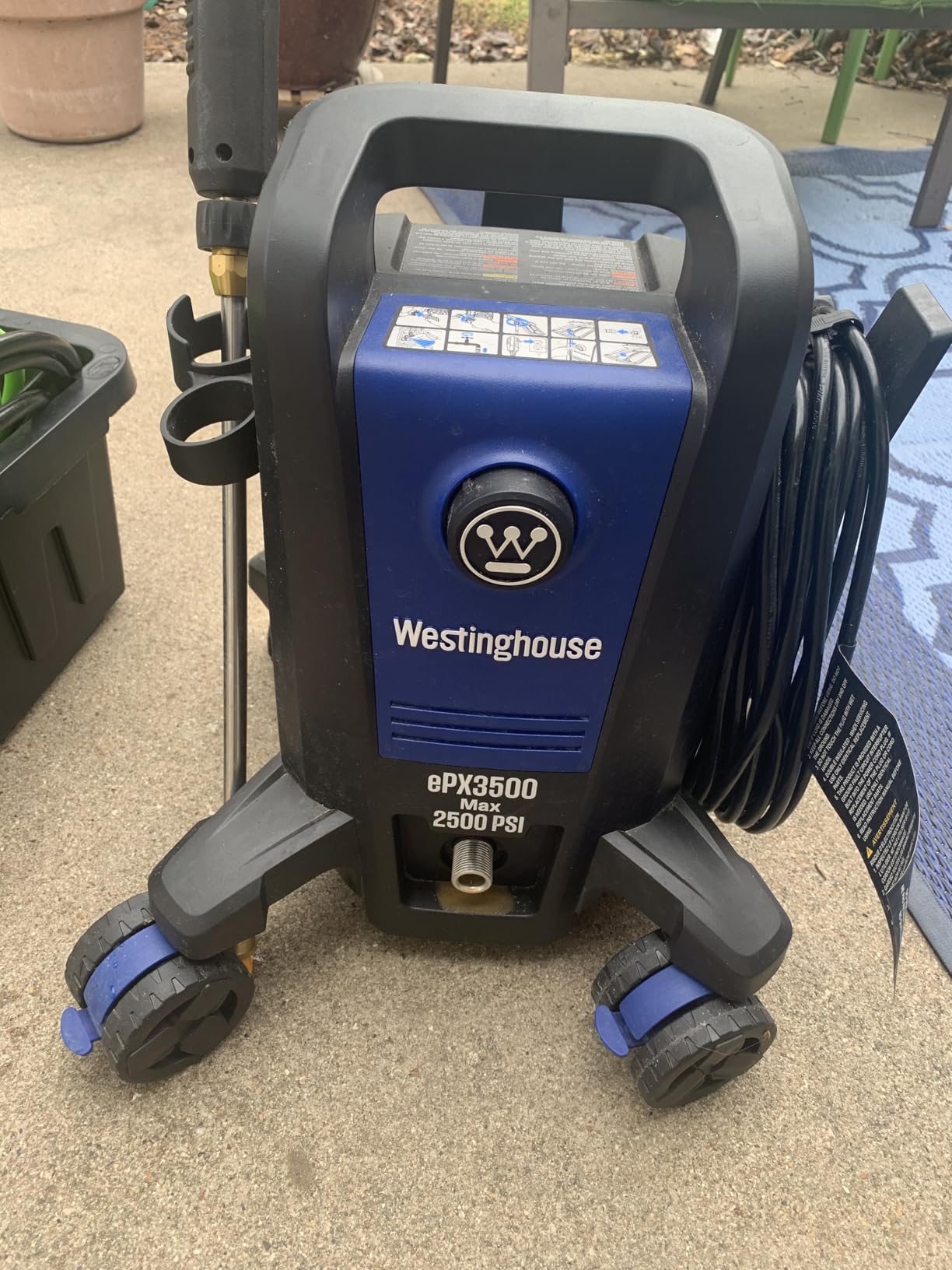 Westinghouse ePX3500 Electric Pressure Washer, 2500 Max PSI 1.76 Max GPM with Anti-Tipping Technology, Onboard Soap Tank, Pro-Style Steel Wand, 5-Nozzle Set, for Cars/Fences/Driveways/Home/Patios customer photo 1