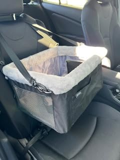 JOEJOY Deluxe Dog Booster Seat with Sturdy Metal Frame and Safety Leash for Small Pets up to 20 lbs - Portable Puppy Dog Car Seat with Thick Cushion and Storage Pockets for Small Dogs customer photo 2