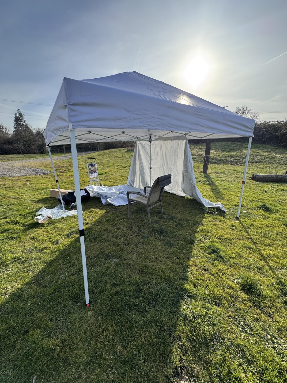 CROWN SHADES 10X10 Commercial Instant Canopy Pop Up Tent with Center Lock, 300D Fabric, 4 Sidewalls, Sto'N Go Bag, White customer photo 2