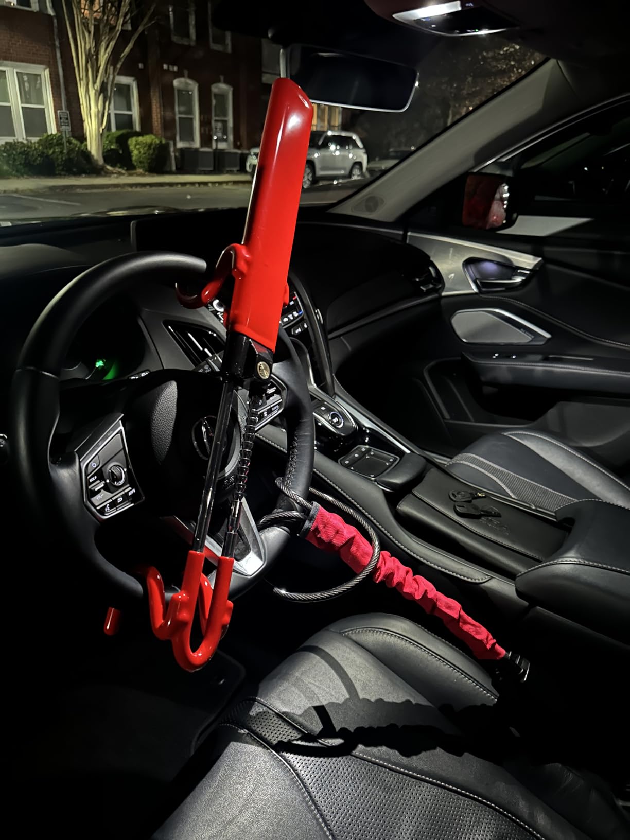 KAYCENTOP Car Steering Wheel Lock, Seat Belt Lock, Anti-Theft Device, Max 17 Inch Length, Small and Light-Weight, Multi-Functional, Fit Most Vehicle, SUV, Golf Cart Security (Black) customer photo 1