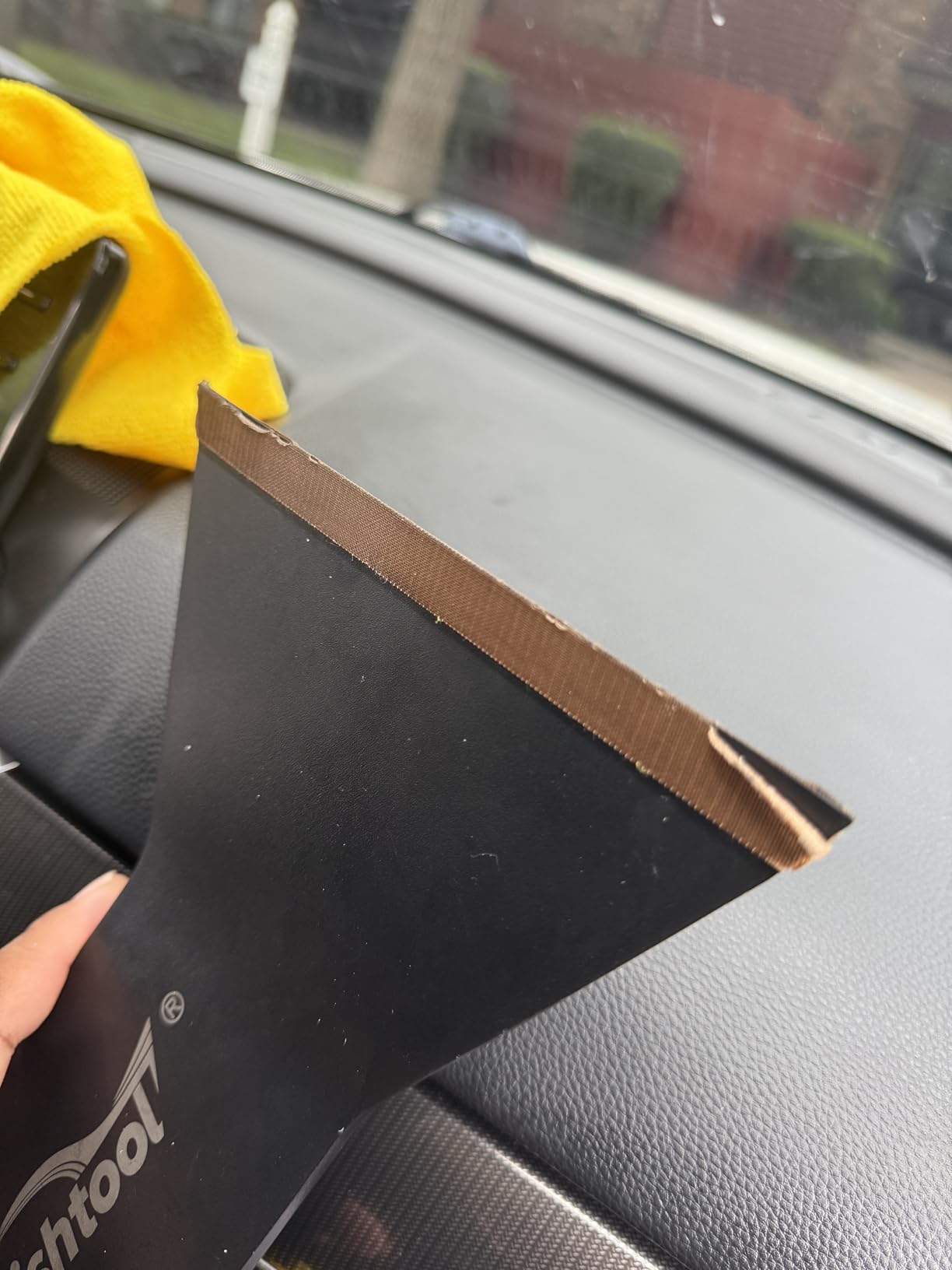 NEWISHTOOL Window Tint Tools Bulldozer Squeegee Kit, Black Wide Mouth & Scrubber Paddle Scraper with Spare Scouring Pads for Windshield Cleaning Window Film Installing, Long Handle Tint Tools customer photo 1