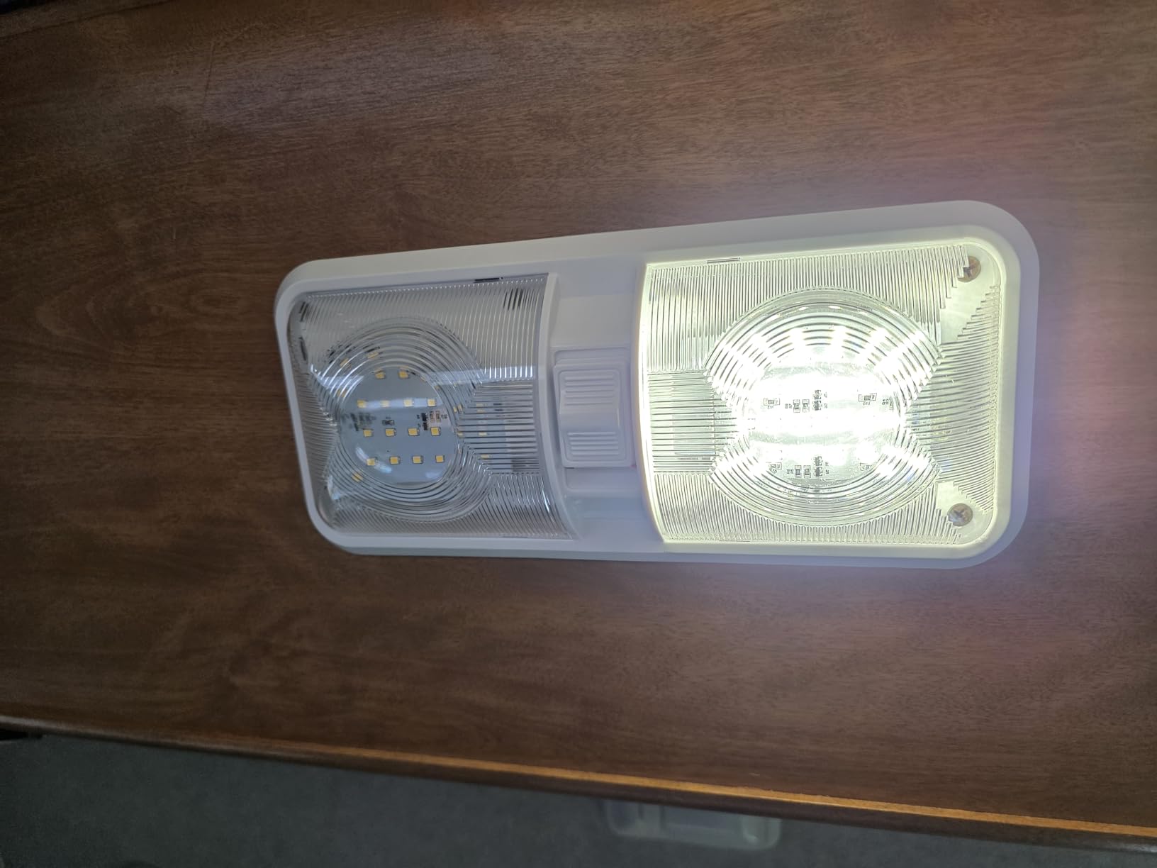 Leisure LED RV LED Ceiling Double Dome Light Fixture with ON/OFF Switch Interior Lighting for Car/RV/Trailer/Camper/Boat DC 12V Natural White 4000-4500K 48X2835SMD Natural White 4000-4500K, (1 Pack) customer photo 2