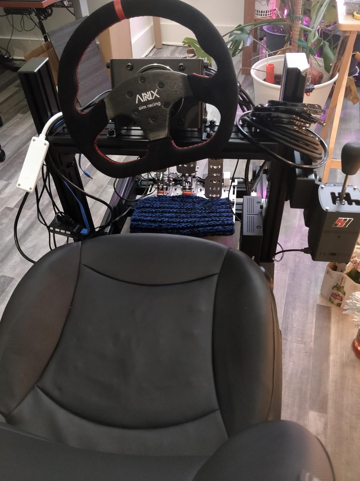 RASTP D-Shaped Racing Steering Wheel, 12.8in/325mm Suede Leather Race Style Sim Racing Steering Wheel(Black with Red Stitch) customer photo 1