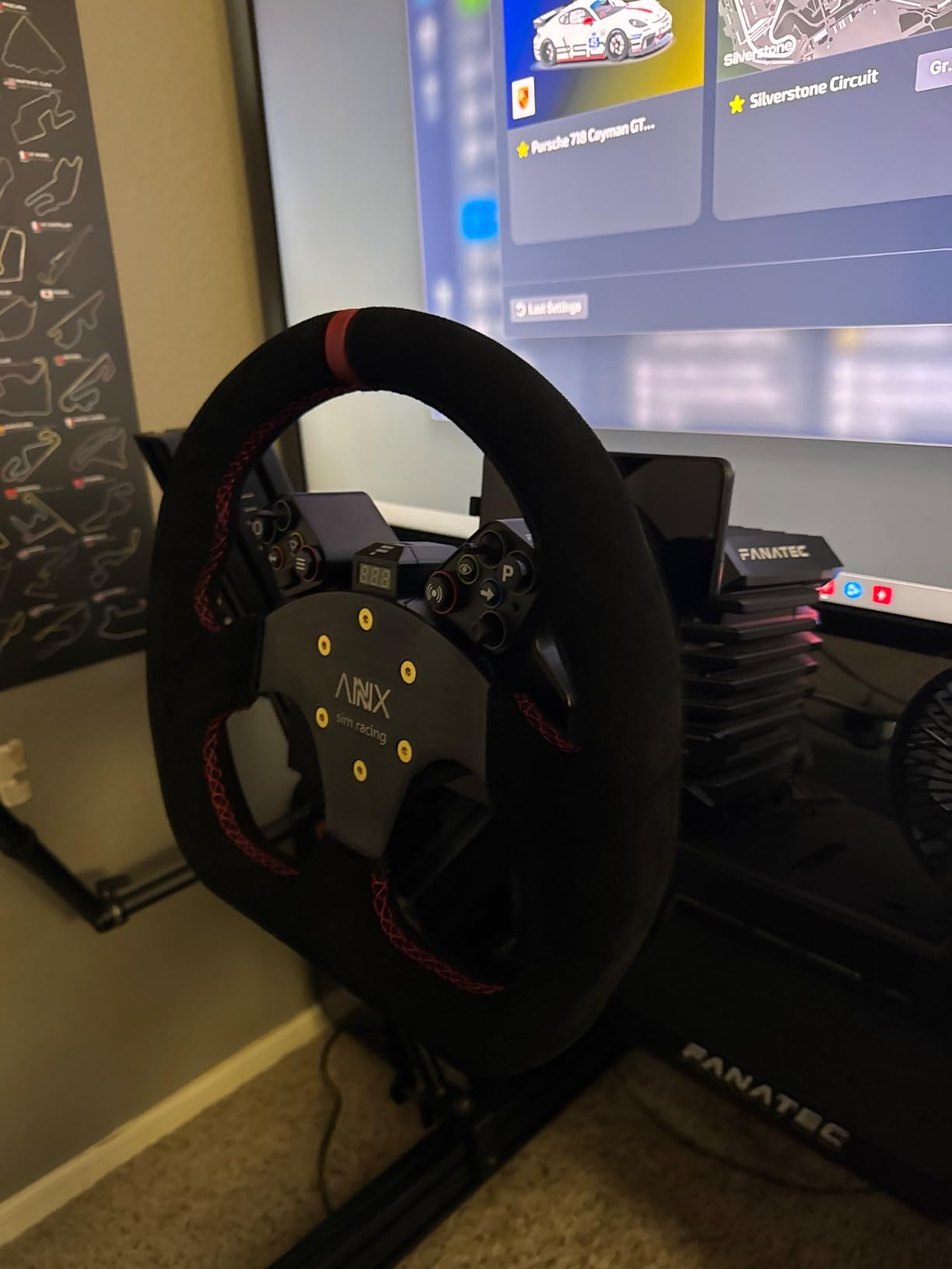 RASTP D-Shaped Racing Steering Wheel, 12.8in/325mm Suede Leather Race Style Sim Racing Steering Wheel(Black with Red Stitch) customer photo 2