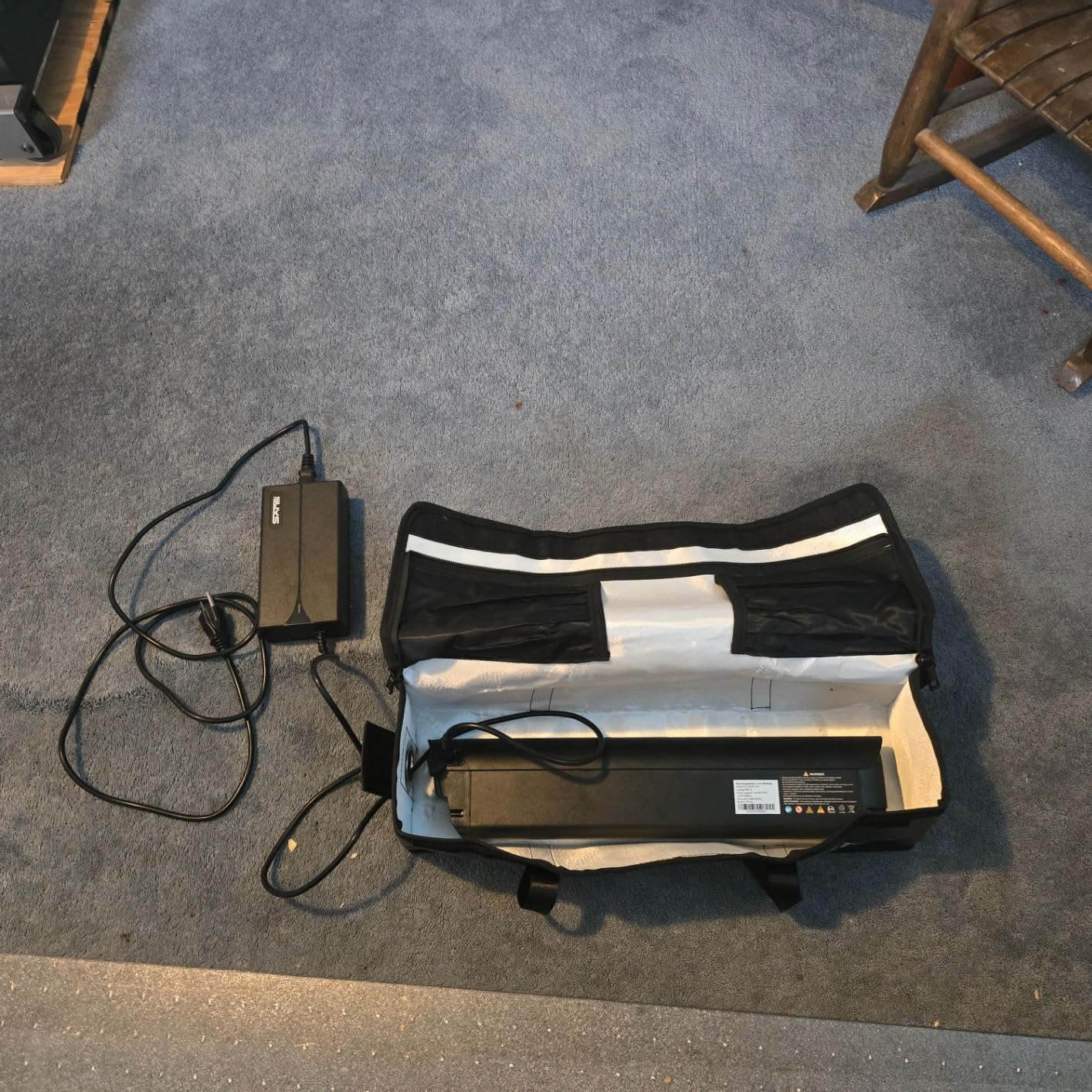 E-Bike Battery Safe Bag Explosionproof - Large Capacity Fireproof Lipo Bag for Ebike Battery Charging and Storage(L 19.2x5.5x5.9Inches) customer photo 1