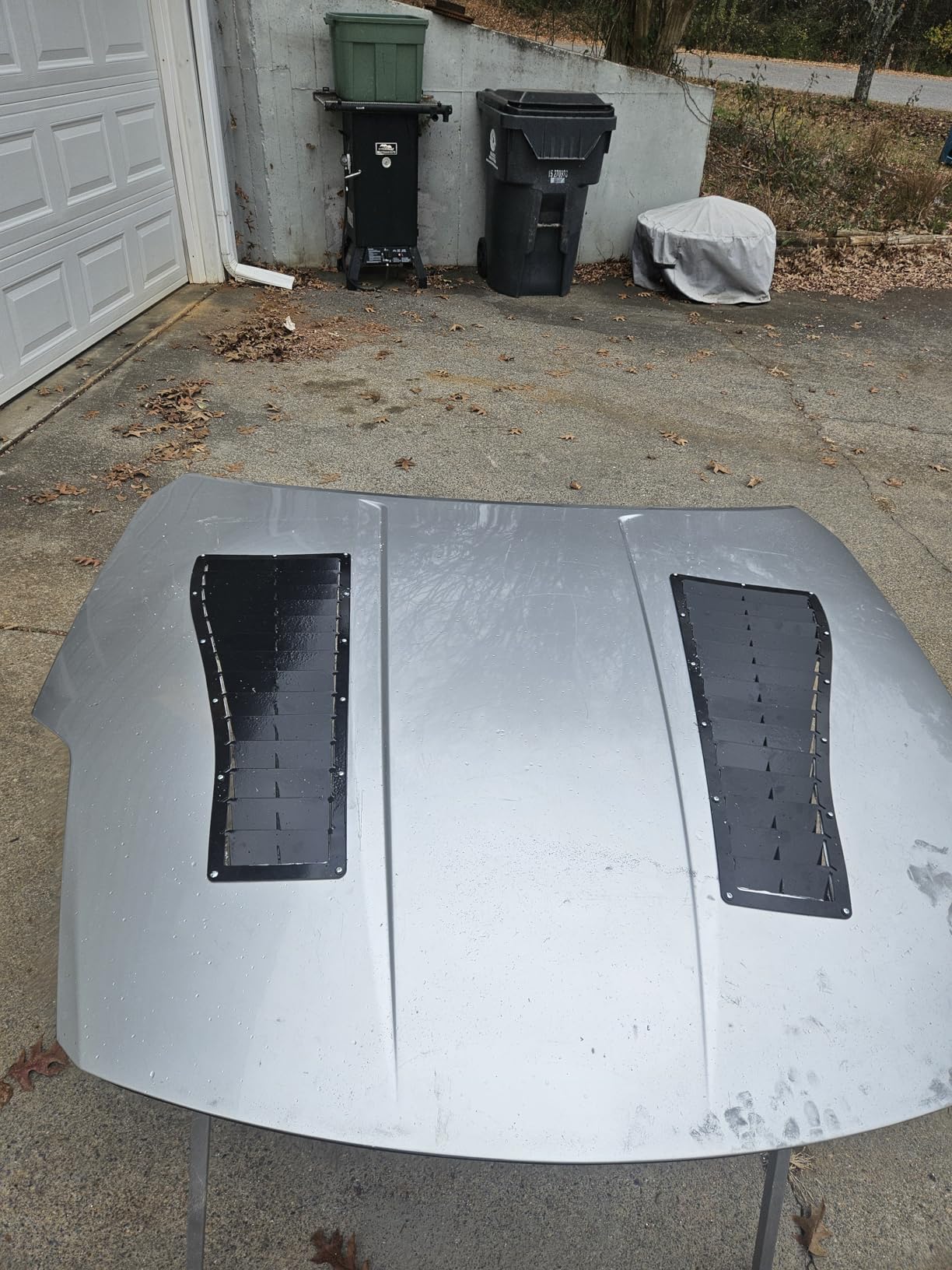 HECASA Steel Hood Louver Inserts Hood Scoop Compatible with 1985-1990 Chevy Chevrolet Camaro Z28 IROC-Z IROC Vented Heat Extractor Steel Black Powder Coated customer photo 1