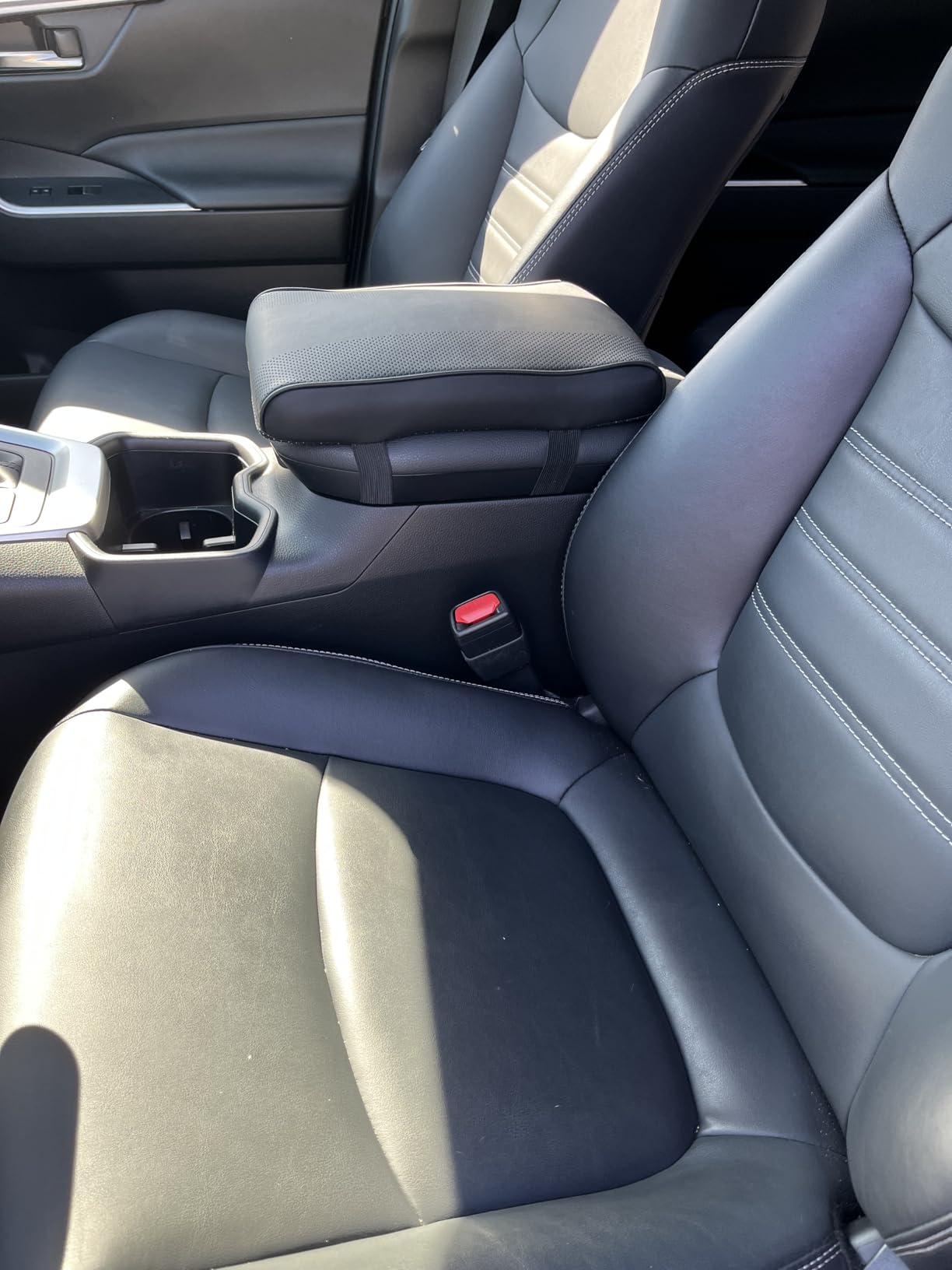 SEG Direct Car Center Console Cover, Breathable Leather Auto Armrest Cover, Memory Foam Arm Rest Cushion, Universal Car Seat Box Cover Car Interior Accessories, Black customer photo 2