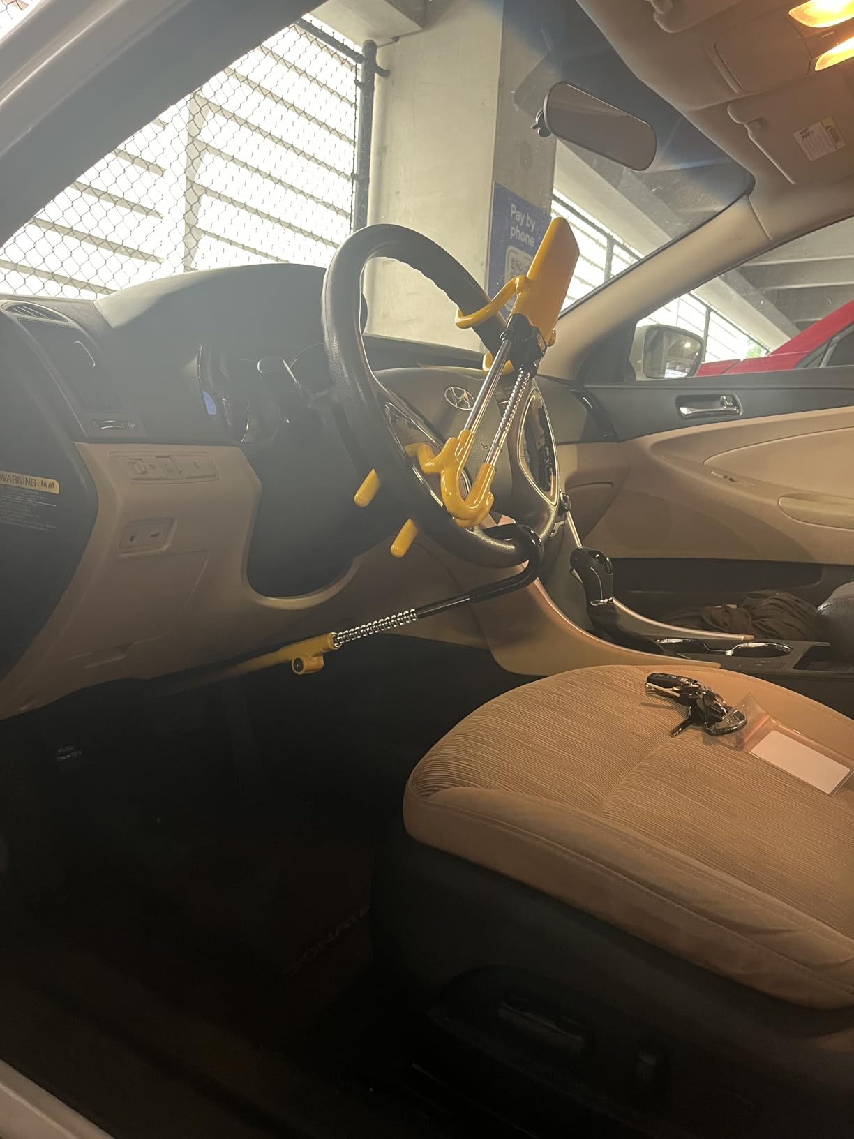 Steering Wheel Lock Anti-Theft Car Device, Dodomes Steering Wheel Pedal Brake Lock Retractable Hook Car Security Products Universal Fit Yellow customer photo 1