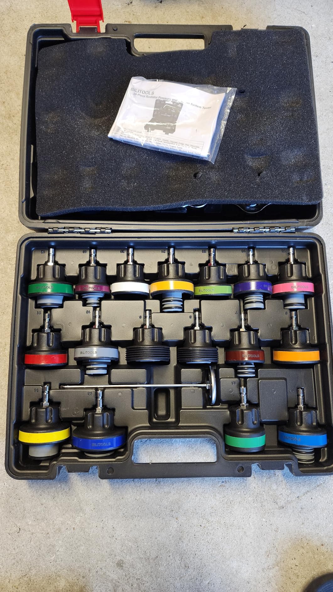 BILITOOLS Radiator Coolant Pressure Tester & Vacuum Refill Kit, 28-Piece Universal Cooling System Radiator Leak Tester & Refiller customer photo 1