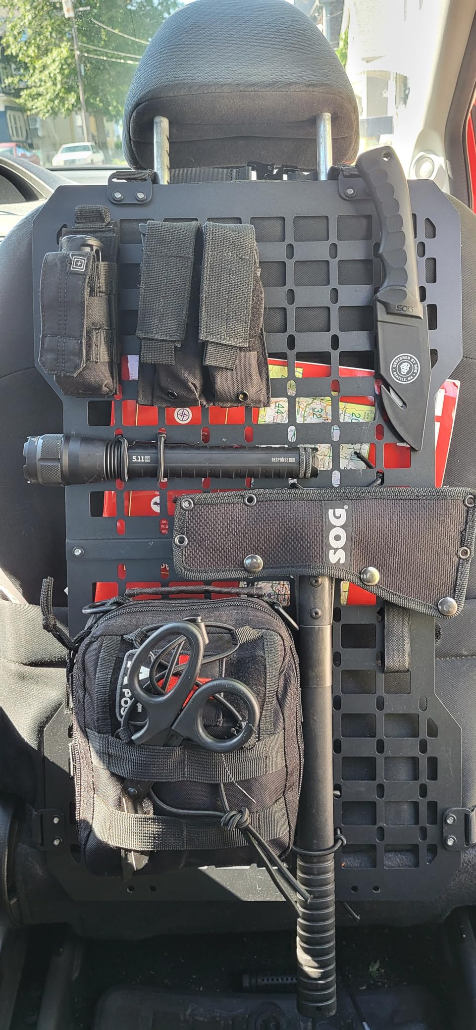 MAIKER Rigid Molle Panels for Vehicles Truck Mount Rack Tactical Seat Back Organizer Versatile Panel with 3 Storage Bag & 5 Hook and Loop Fasteners & 2 Elastic Rope for Storage Gears Accessories customer photo 1