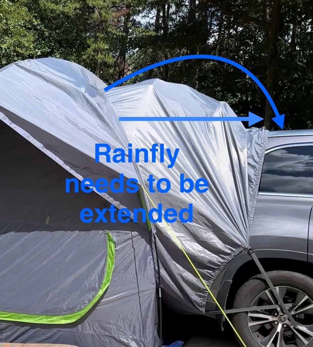 JOYTUTUS SUV Tent for Camping with Rainfly, Double Door Design Car Tent with Aluminum Poles, SUV Tailgate Tent with Waterproof PU2000mm Double Layer for 4-8 Person, Green customer photo 2