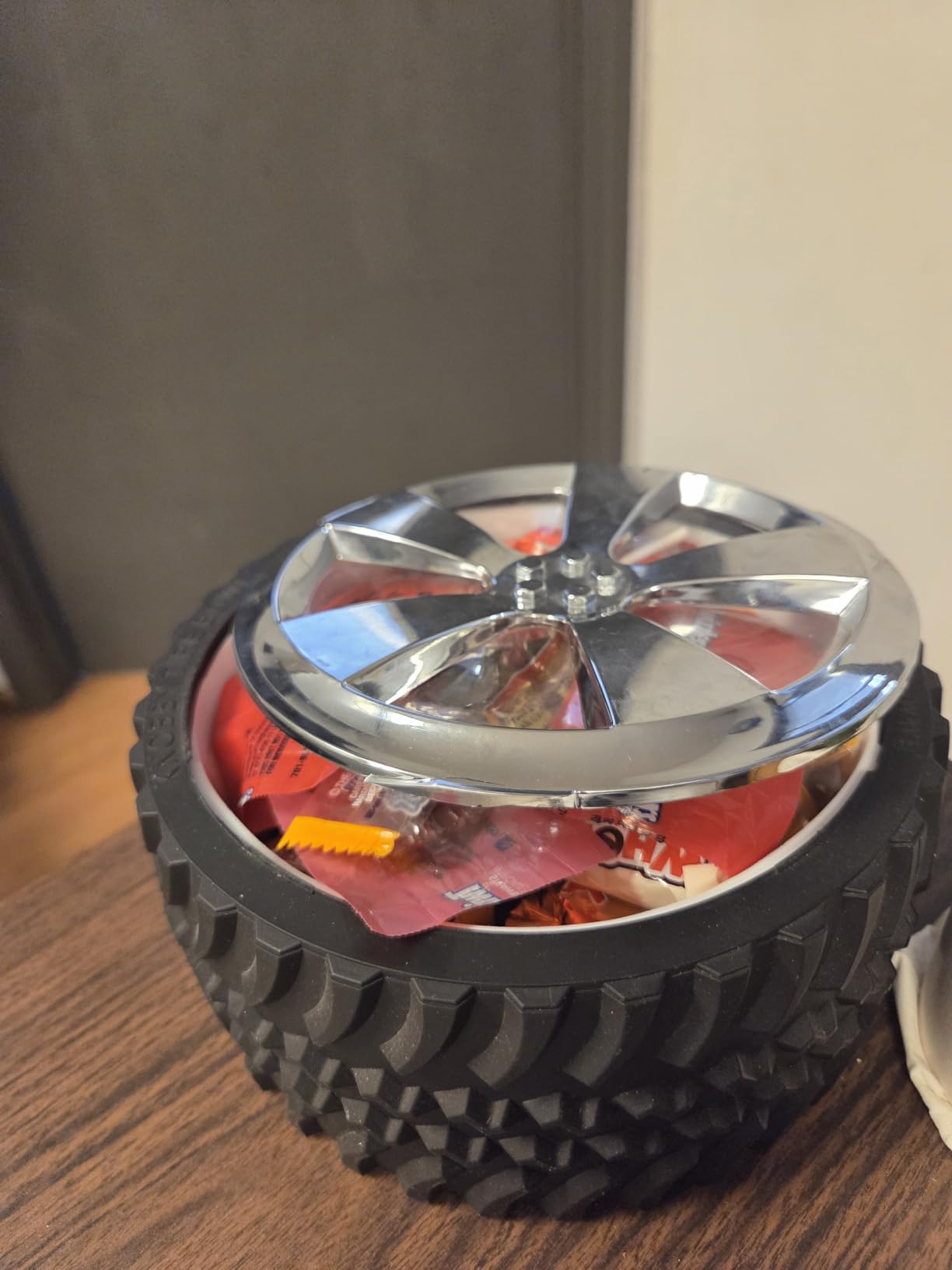 Large Knobby Tread Rubberized Tire Bowl - Motor Enthusiasts Gift, Office, Men Cave, Workshop, Home, and Outdoor dish for Candy, Popcorn, and Ice Cream customer photo 1