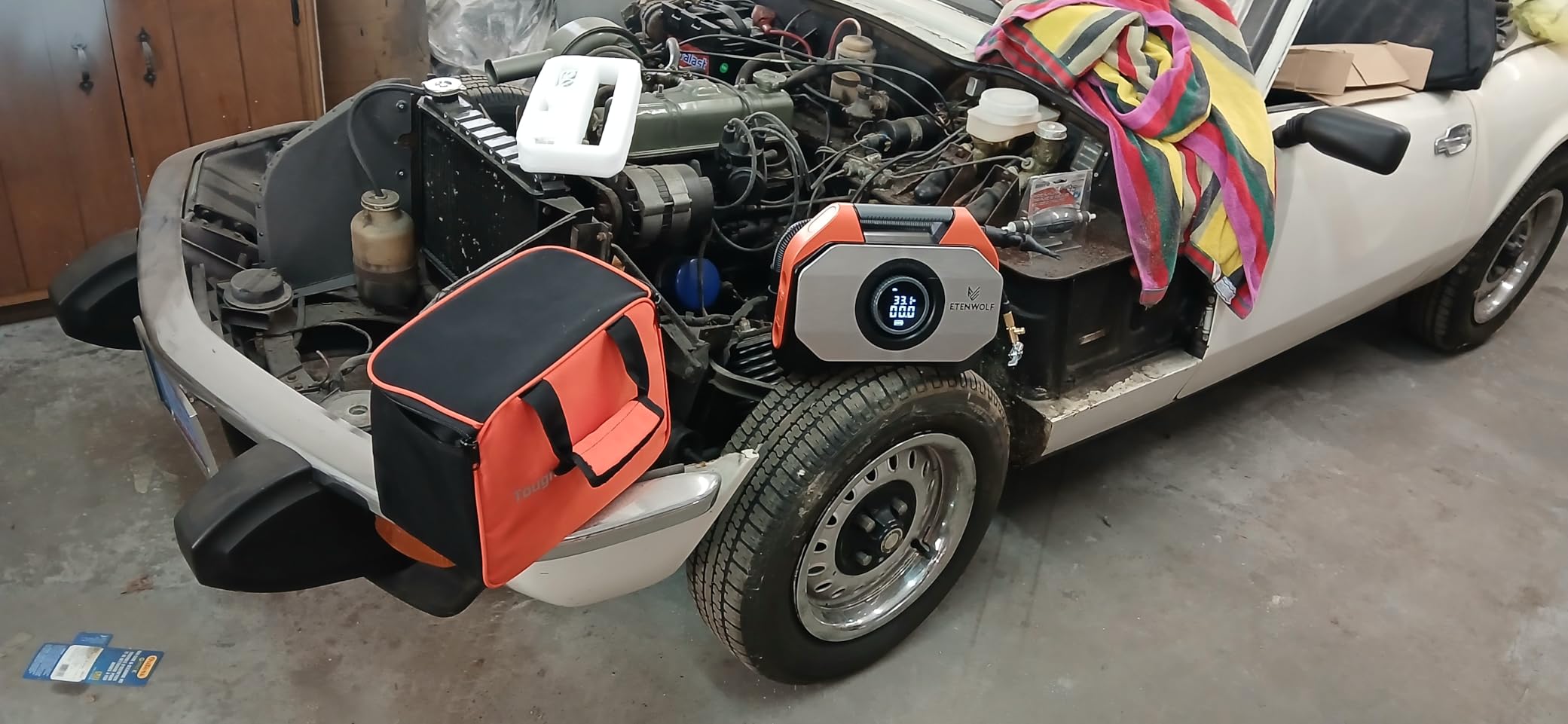 ETENWOLF VORTEX S6 Tire Inflator Portable Air Compressor for Heavy-duty Vehicle, Cordless Air Pump for Car & Inflatables with 19200 mAh Battery, 100% Duty Cycle & Dual Cylinder Bike Pump, Vivid Orange customer photo 2