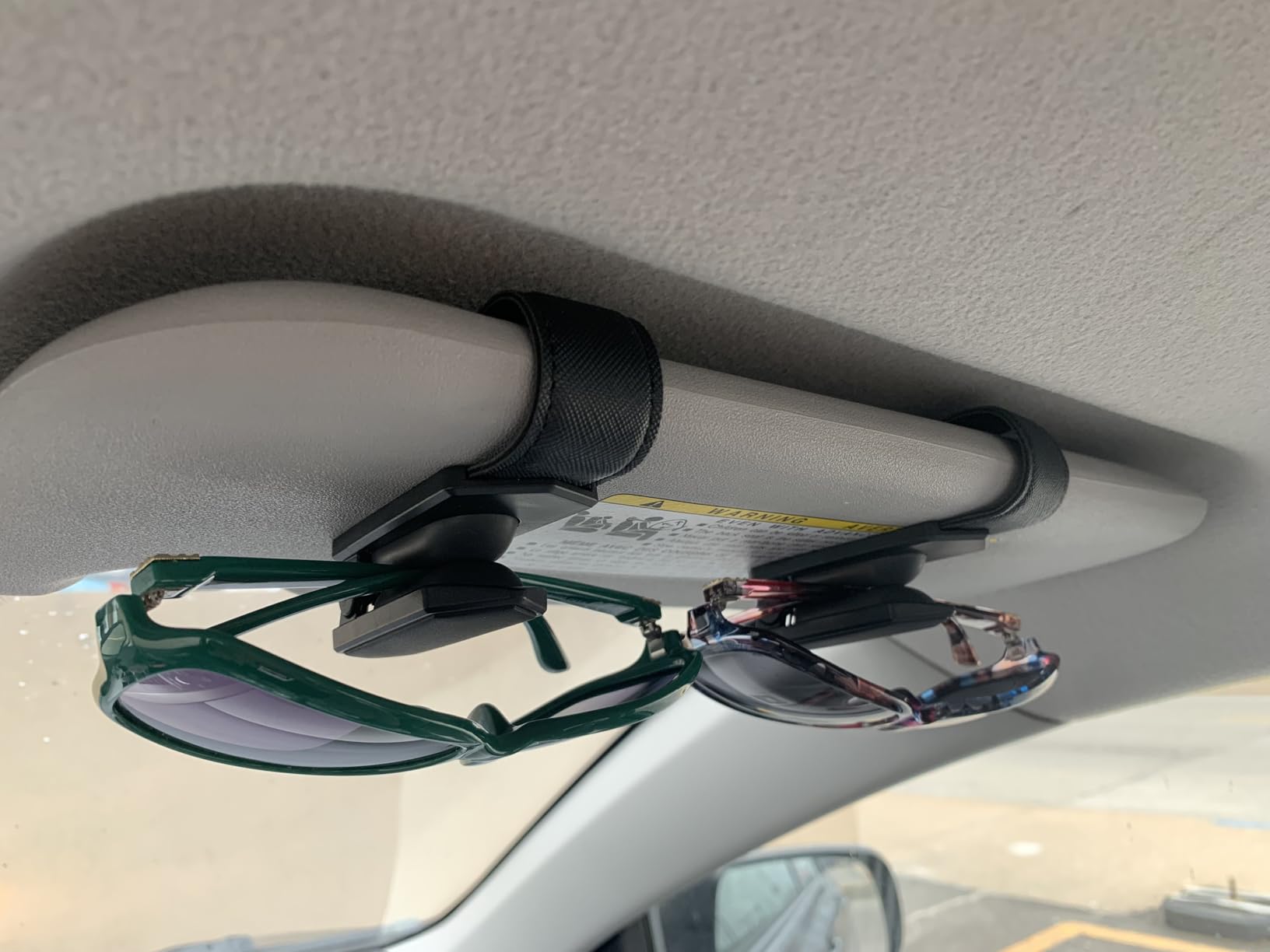 Veharvim Sunglass Holder for Car (One-Handed-Operation, Gentle & Secure Hold, Silicone Padded, Universal Fit, Metal Clip) Visor Sunglass Holder Clip,Visor Sunglass Car (Black, 2 Pack) customer photo 1