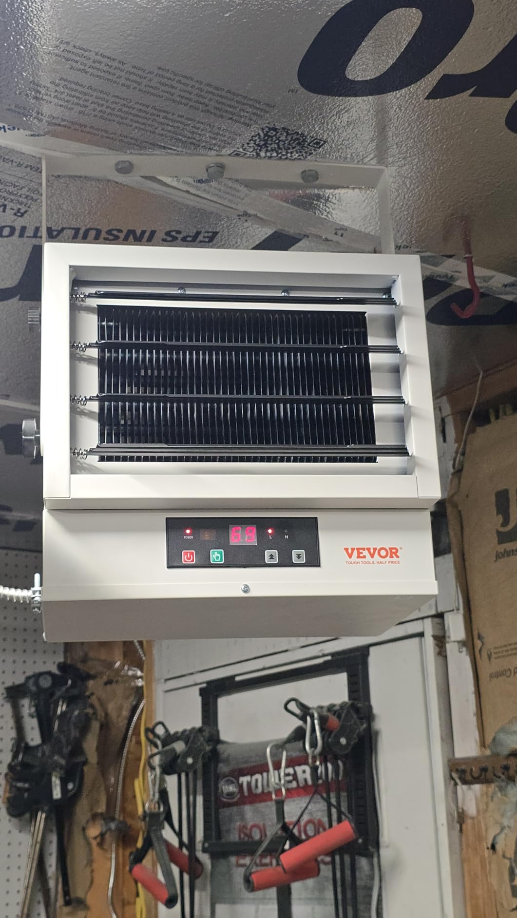 VEVOR 5000W Electric Garage Heater, Digital Fan-Forced Wall/Ceiling Mount with Remote Control, 9-Hour Timer & Overheat Protection, Hardwired Unit for Workshop and Commercial Use, ETL Listed customer photo 1