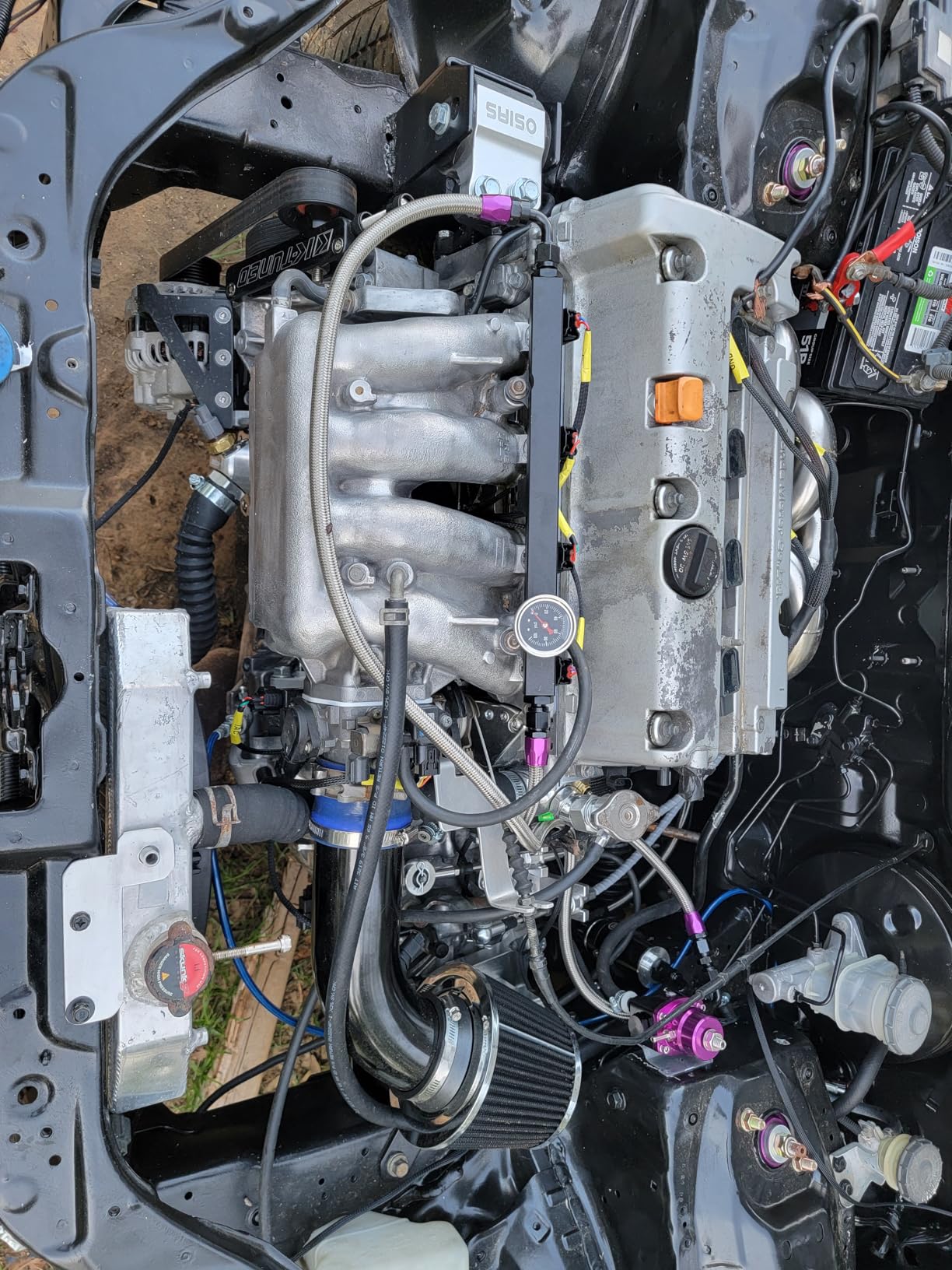 Adjustable Universal EFI Fuel Pressure Regulator Kit with 0-160psi Fuel Pressure Gauge and AN6-6AN Fuel Line Hose Fitting Connectors Kit (PURPLE) customer photo 1