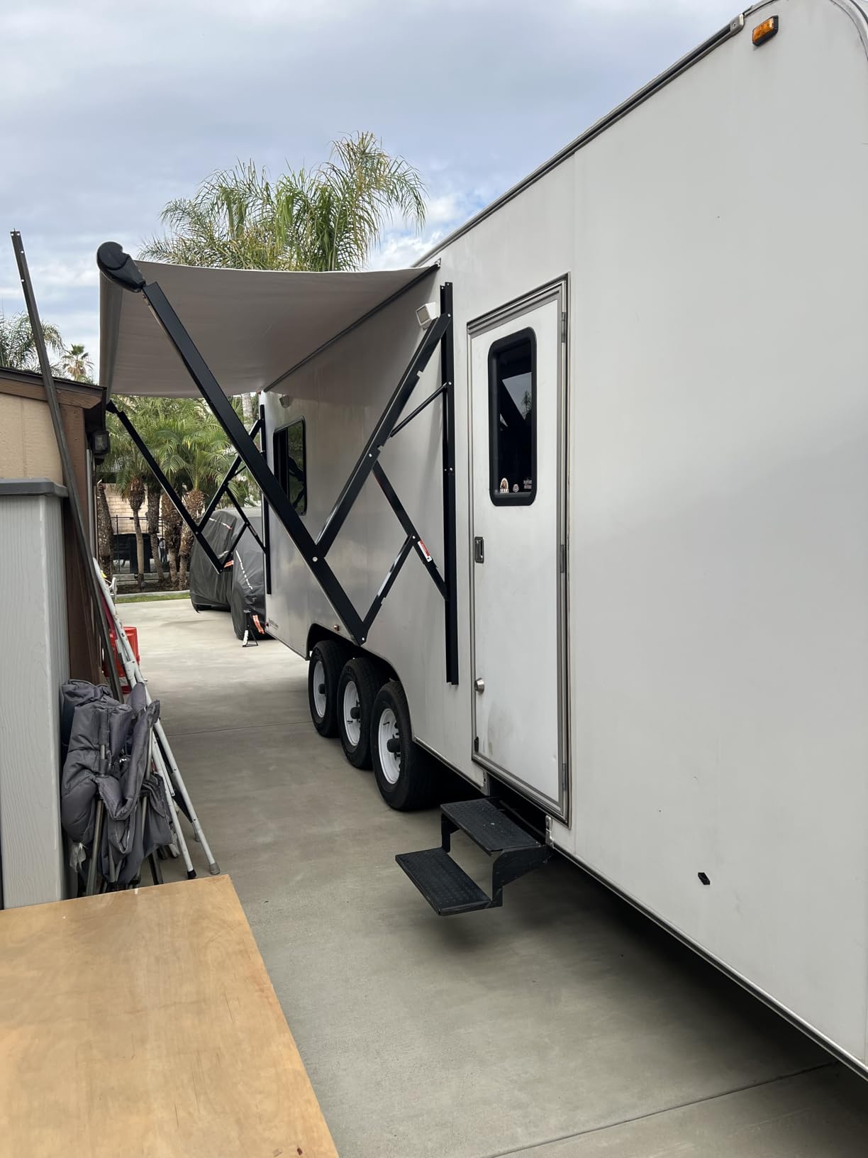 Black Electric Power RV Awning Frame and Fabric Assemblies Full Set for RV, 5th Wheel, Travel Trailers, Toy Haulers, and Motorhome RV Trailer Awning (21Feet, Grey Fade) customer photo 2