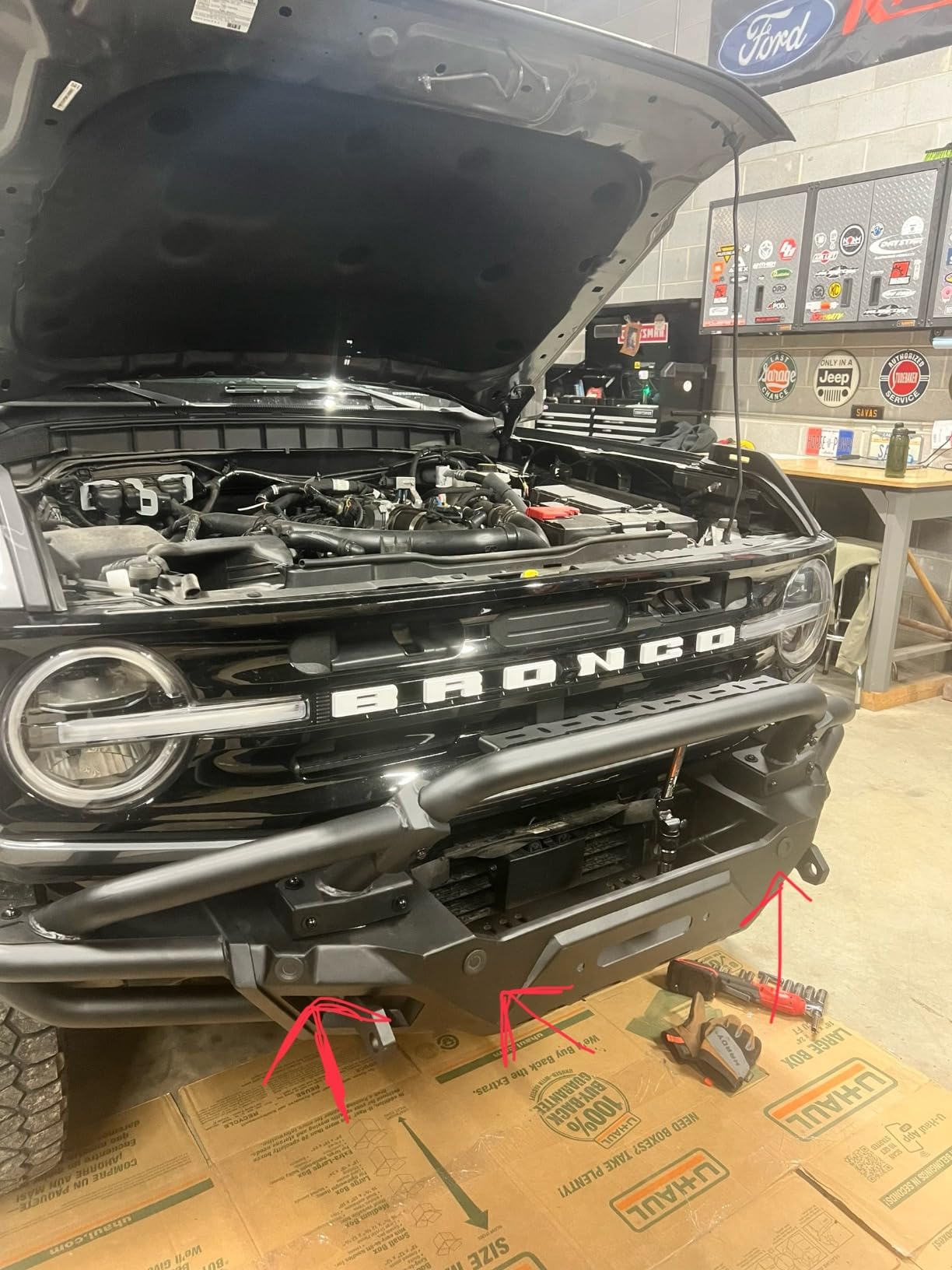 ROXX Ford Modular Front Bumper for 2021-2026 Ford Bronco [NOT for Sport Model], Bronco Winch Front Bumper w/Tubular Bull Bar/Detachable Side Wings/Camera Mount/Radar Hole customer photo 2