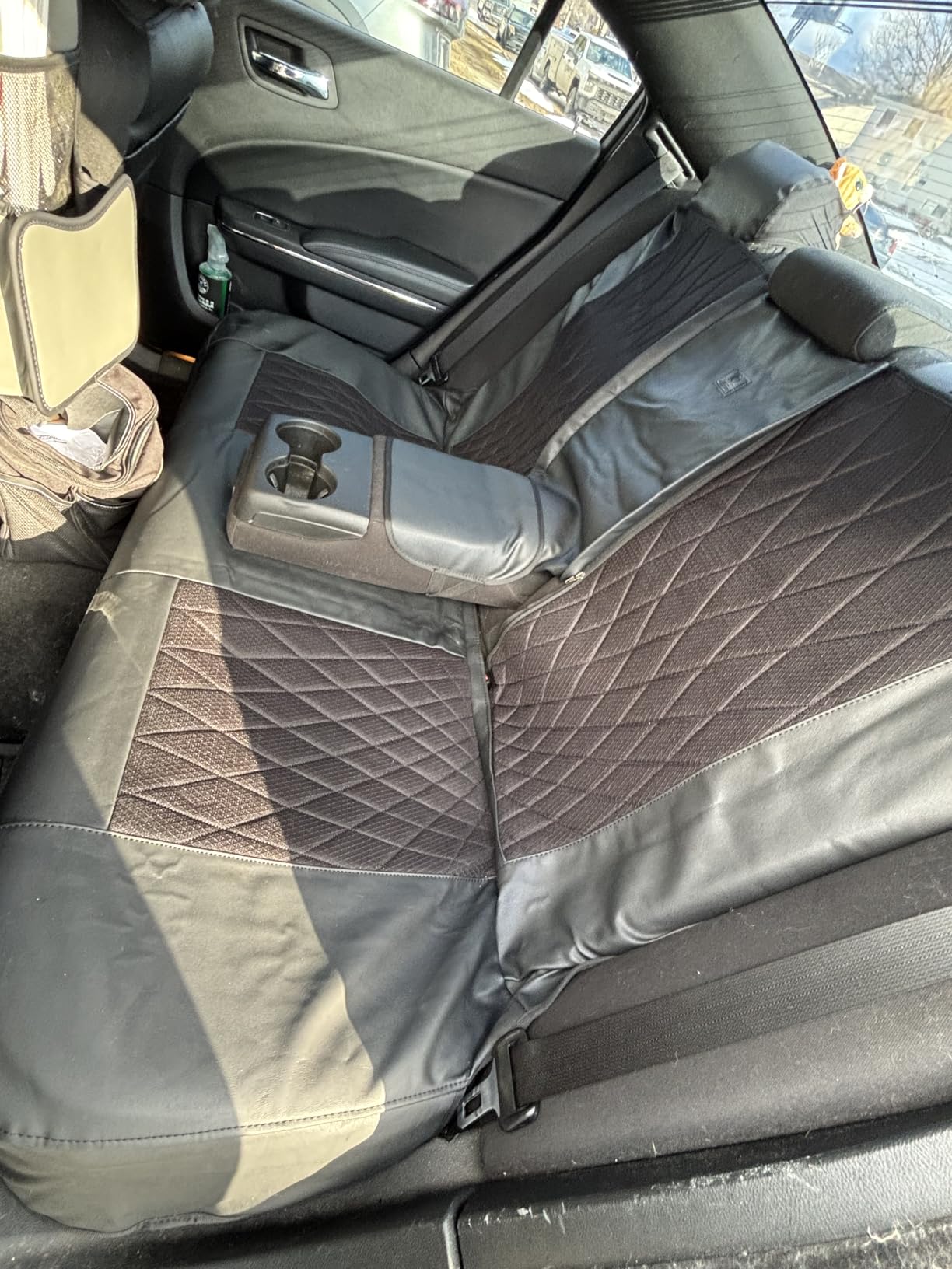 CAR PASS Piping Luxury Faux PU Leather Two Front Car Seat Covers, Waterproof Anti Slip Seat Covers Compatible with Front Seat Armrests,Universal Fit for Suvs,Vans,Trucks, Airbag Compatible(All Black) customer photo 1