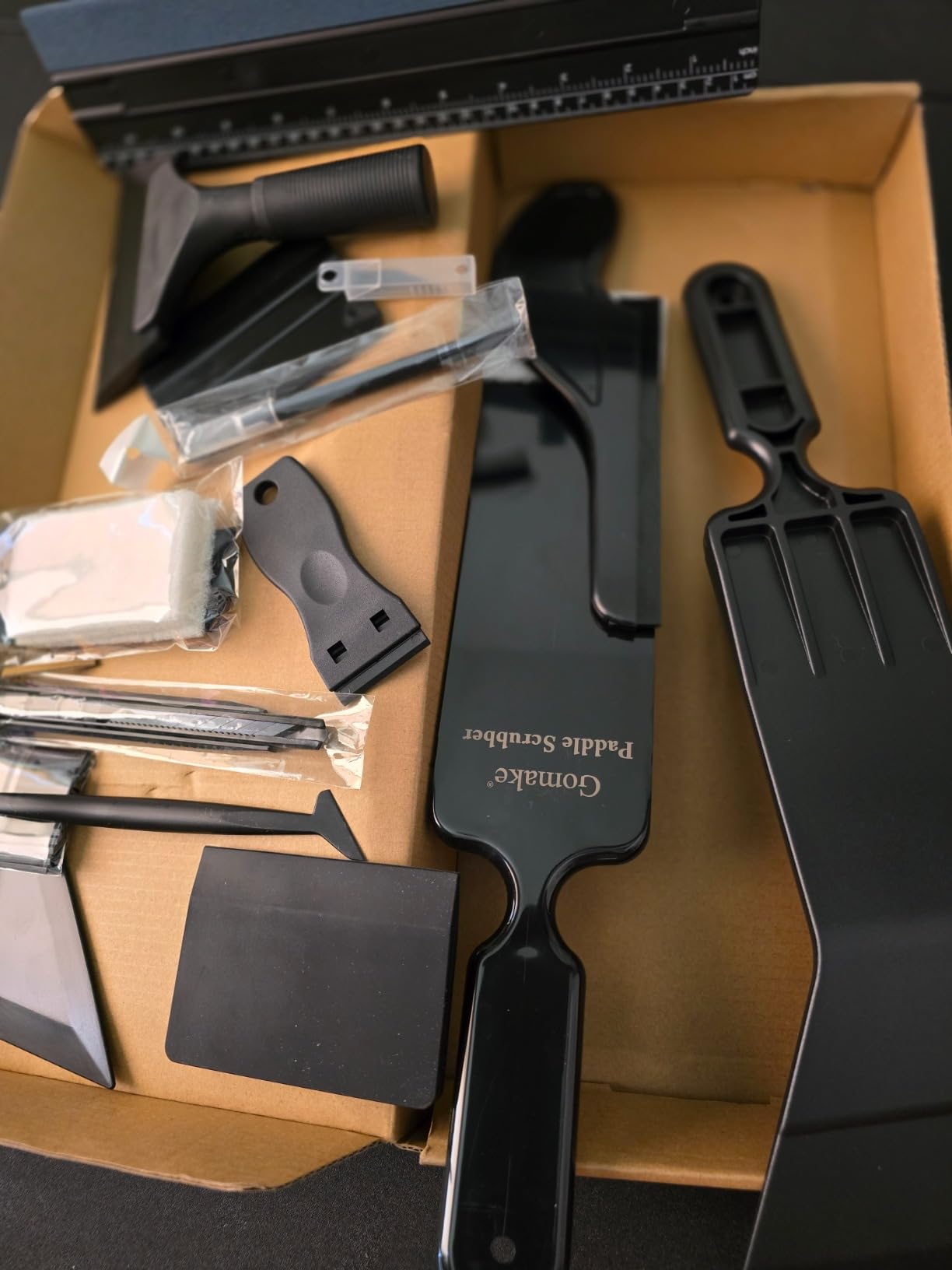 Gomake Window Tint Kit Vinyl Wrap Tool Car Windshield Back Window Tinting Tools with Bulldozer Squeegee Scrubber Paddle,Rubber Blade Scraper,Film Cutter for Car Wrapping,Vinyl Film Installation customer photo 1