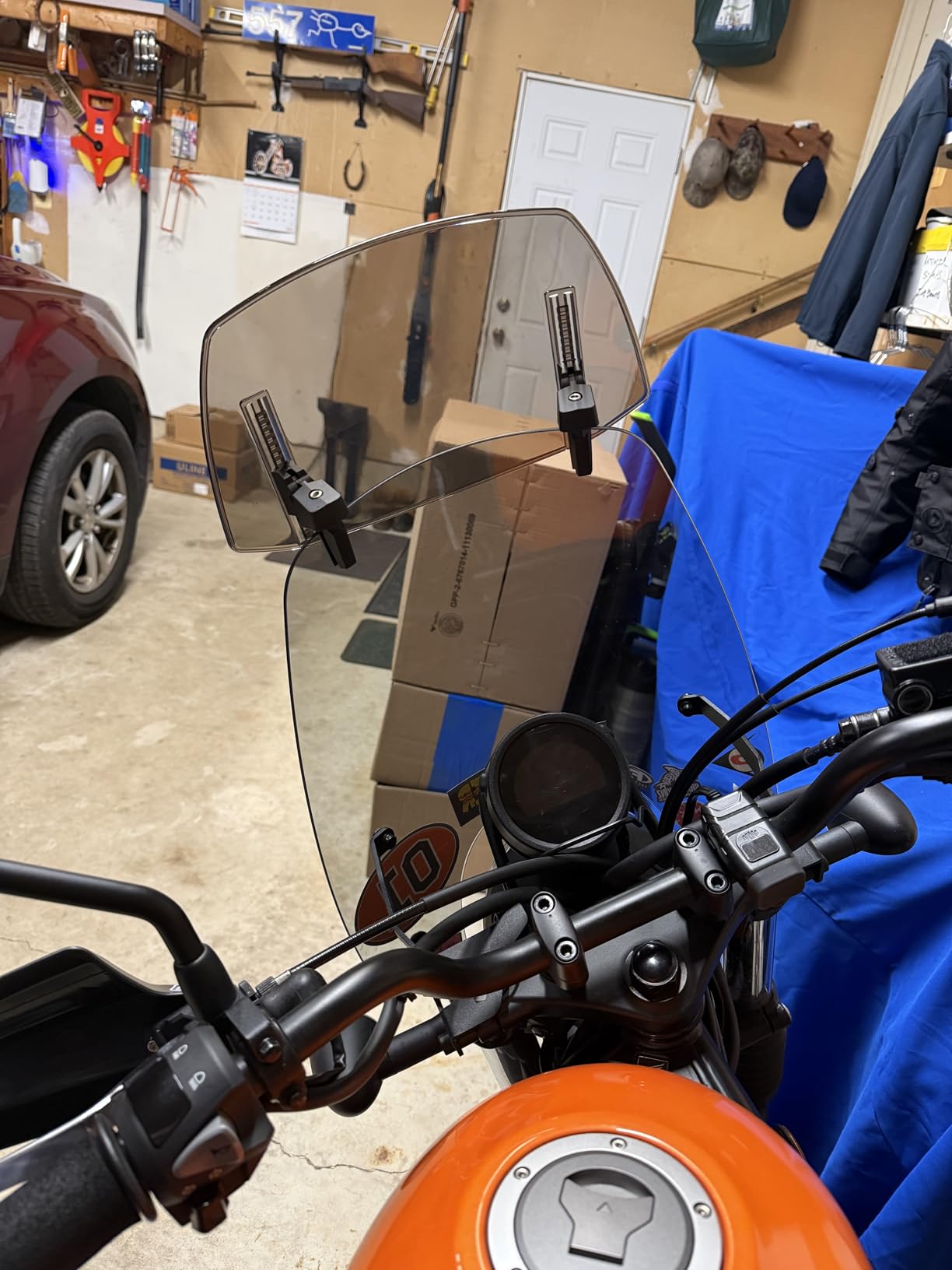 Motorcycle Windshield Extension Small Windshield Extender Adjustable Clip on Windscreen Spoiler Deflector Universal Fit (Smoke) customer photo 1