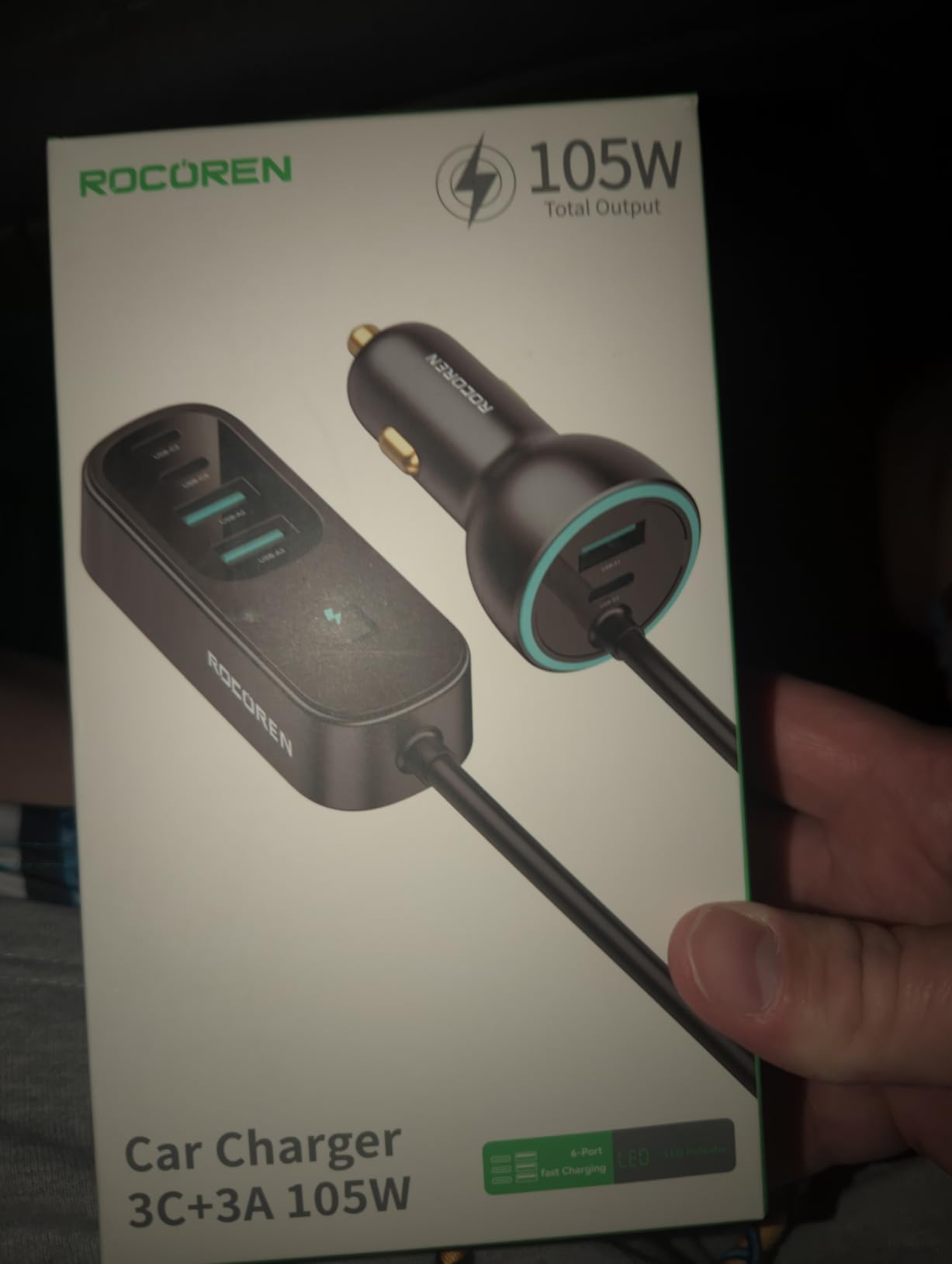 Rocoren 105W 6-Port Multiport Car Charger, PD Fast USB C Car Charger for Multiple Devices,Cigarette Lighter Adapter Car Travel Essentials for Road Trips with 5FT Cable,Car Accessories for iPhone 17/16 customer photo 1