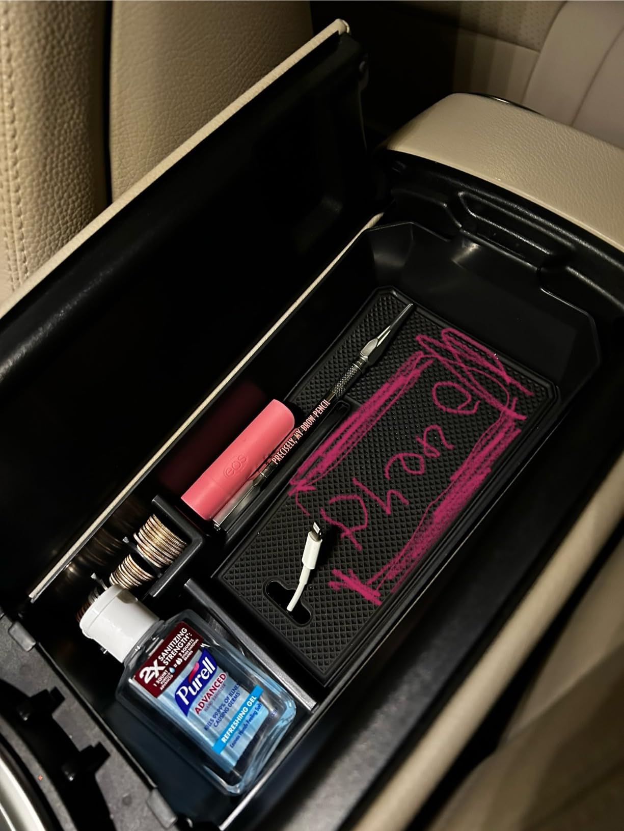 Center Console Organizer Tray Armrest Secondary Storage Box Compatible with Mercedes Benz C Class W205 2015-2021(Sedan & Coupe Only), GLC W253 2016-2022 customer photo 2