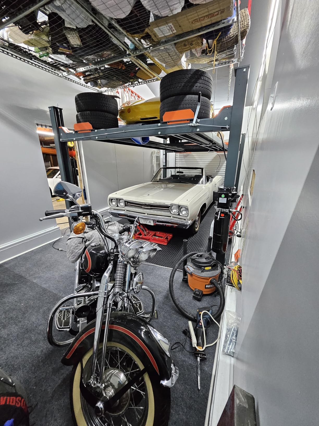 KATOOL 3.0HP 11000Lbs 4 Post Lift 4 Post Parking Service Storage Lift Lifting Height 84 Inch Extra Tall Extra Long Extra Wide 110v Four Post Parking Lift 4-Post Auto Lift Garage Lift Storage customer photo 1