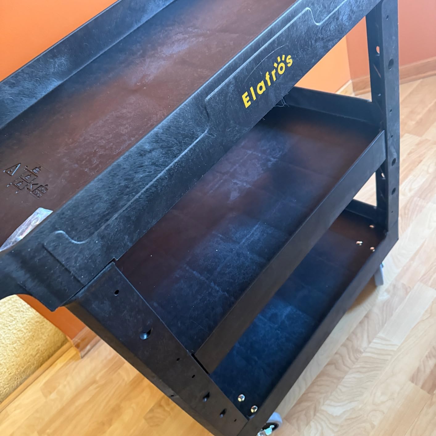 ELAFROS 3 Shelf Heavy Duty Utility Cart, 34 x 17 x 38.5 inches, Rolling Work Cart with 4 Swivel Wheels, Deep Shelves, Safely Holds up to 550 lbs 3-Tier Service Tool Cart, Black customer photo 2