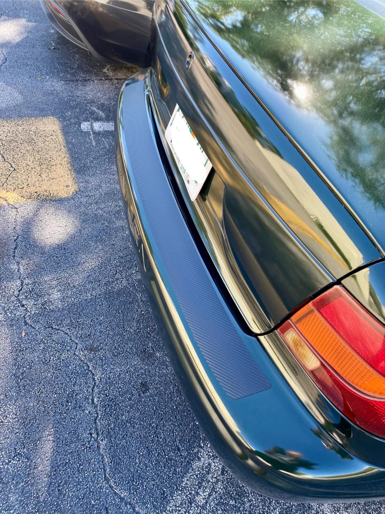 Rear Bumper Guard Protector - Carbon Fiber Texture Leather Anti-Scratch Strip for SUV/Trunk, Universal Fit Protective Film (37.4x2.56in) customer photo 2