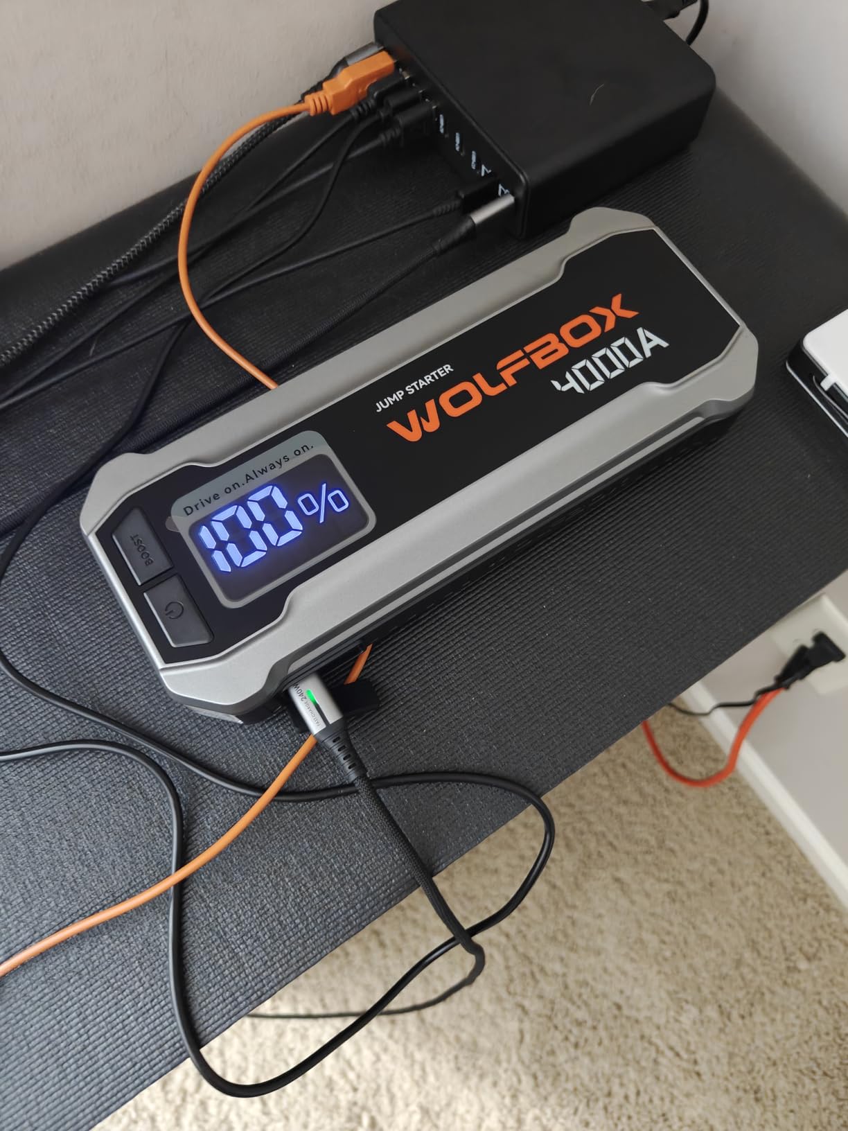 WOLFBOX 4000A Jump Starter,12V Car Battery Jumper Starter Portable with 65W Quick Charger,LED Display,88.8Wh Booster Jump Box Pack (10L Gas 10L Diesel Engine) with LED Light,Jumper Cables customer photo 2