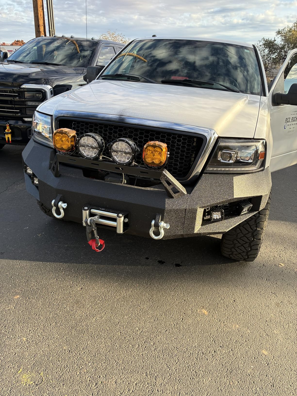 Front Bumper Compatible with 2009-2014 12th Gen Ford F150 (Excluding Raptor) Heavy Duty Pickup Truck Bumper w/Winch Plate, Sensor Holes, 5 x LED Lights, License Plate Bracket & D-rings, Black customer photo 1