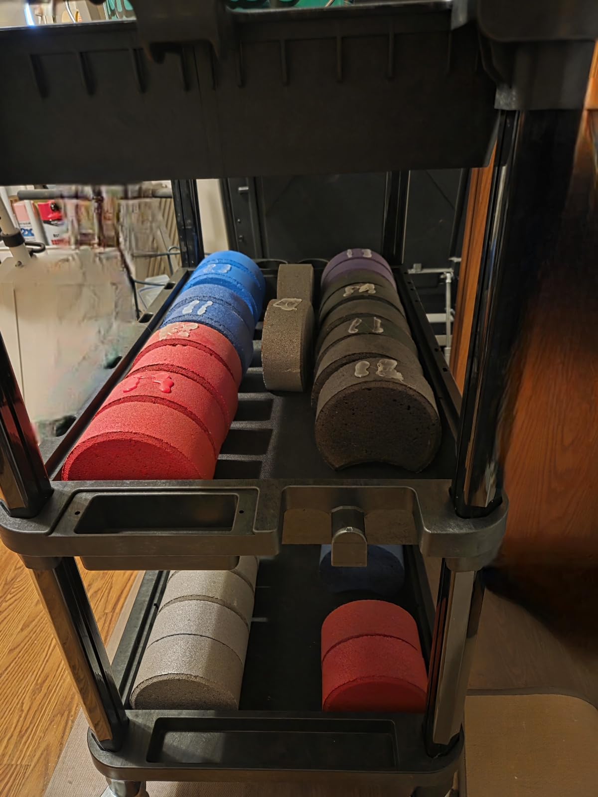 ELAFROS Multi-Use Utility Cart - 32.4x18.3 Heavy-Duty Service Cart with 3 Deep Shelves, Industrial-Grade Tool Cart Mobile Organizer, Rolling cart Holds up to 500 lbs, Black customer photo 1