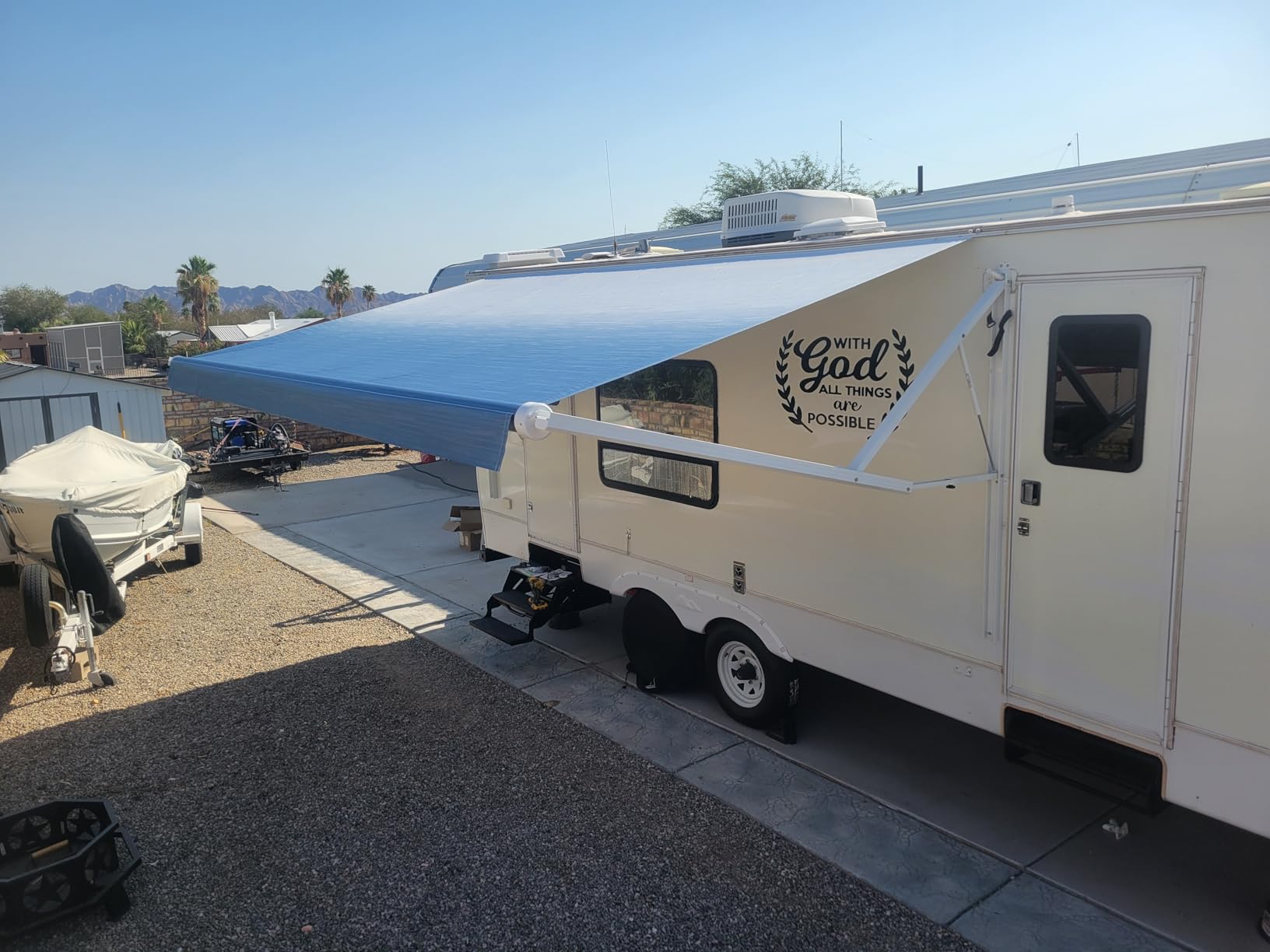 Suncode RV Awning for RV&Camper-Motorized RV Awning, Electric Camper Awning Complete Kit-14x8Ft-White Frame &Black Fade customer photo 2