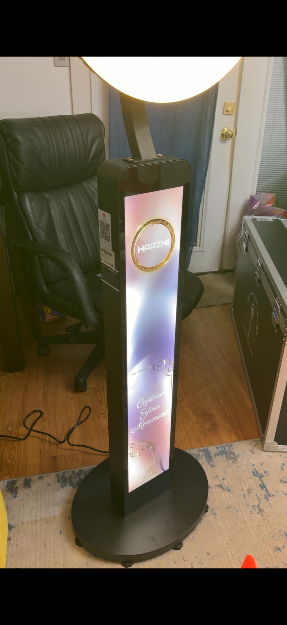 HARZHI Portable Photo Booth Compatible with iPad, Photo Booth Stand Shell, Perfect for Weddings and Parties, Free ChackTok Membership, Free Custom Logo, with Flight Case (White, Photobooth-Pro) customer photo 1