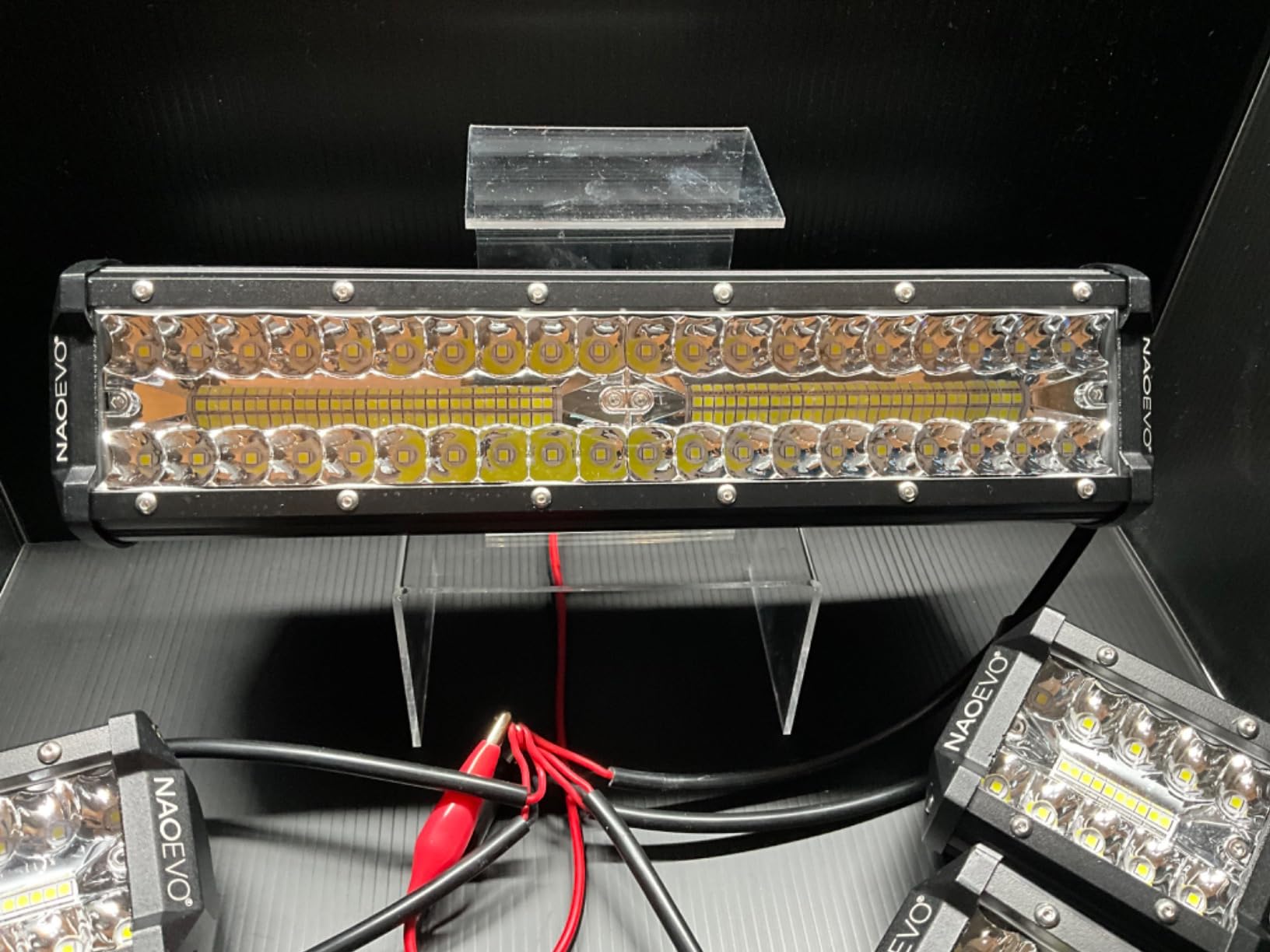 NAOEVO 12 Inch LED Light Bar and 4PCS 4 Inch LED Pod Lights, 54000LM LED Fog/Driving/Off Road Lights, Triple Row Spot Flood Combo LED Light Bar for Truck Car UTV ATV Boat customer photo 2