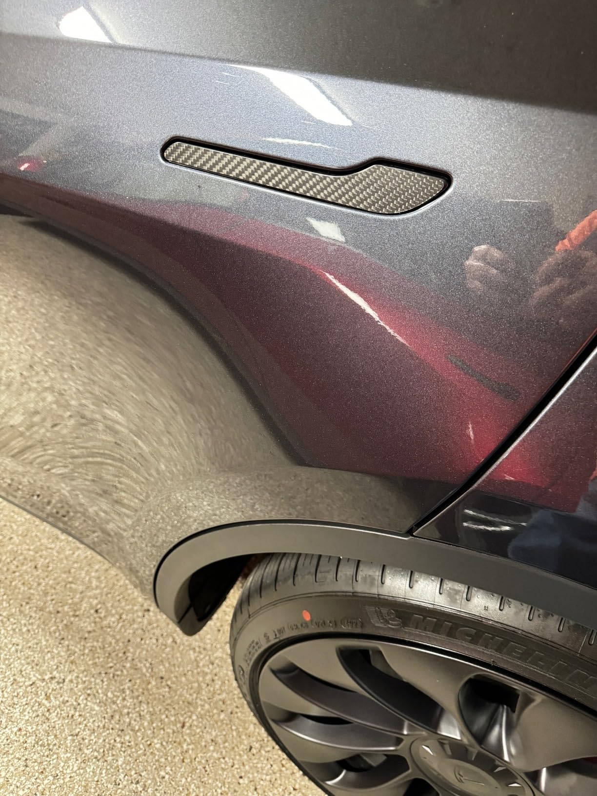 KKTR-CAR Door Handle Cover, Real Matte Carbon Fiber Door Handle Trim Protector Set Compatible with Tesla Model y Model 3 2017-2025 Real Matte Carbon Fiber (4 Pieces) customer photo 1