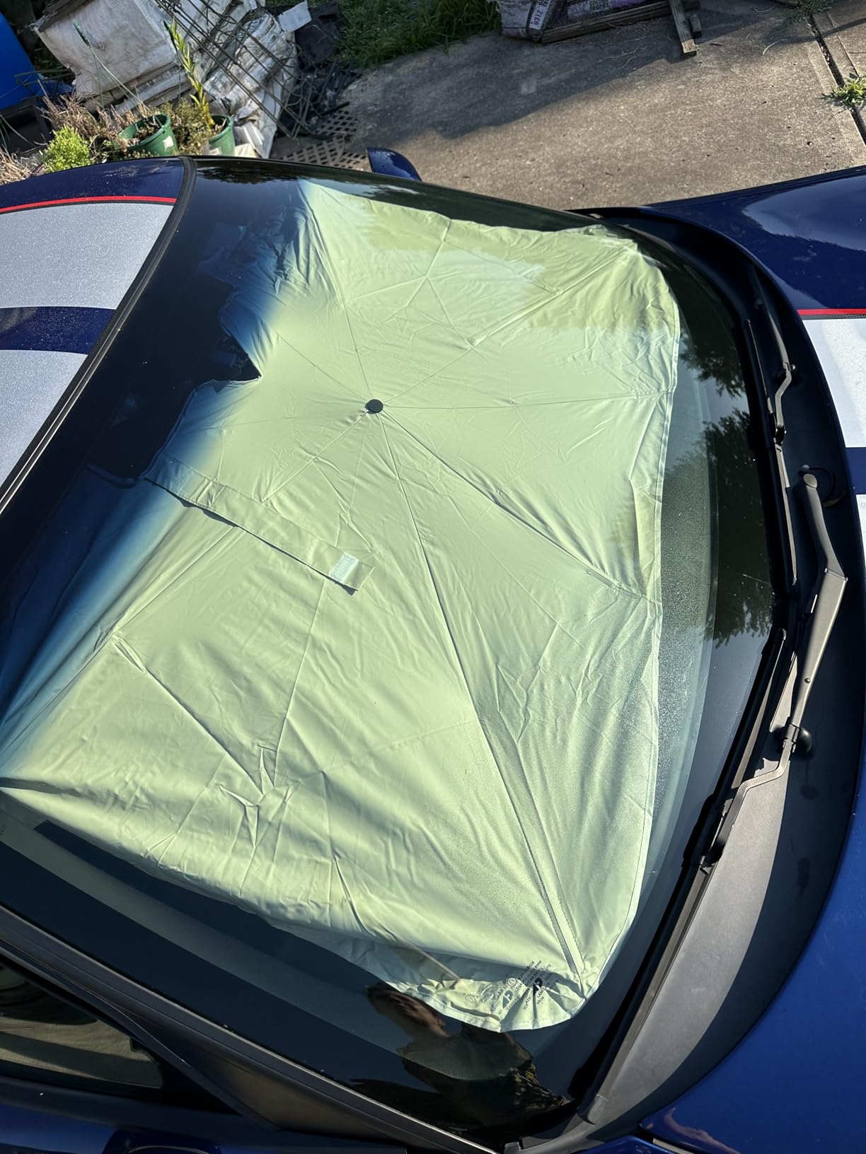 [Upgraded] Nmoiss Windshield Sun Shade Umbrella - [Vinyl Coating Heat Shield] Protect Car from Sun Rays & Heat Damage Keep Cool and Protect Interior, Spring Structure Edge Medium 56