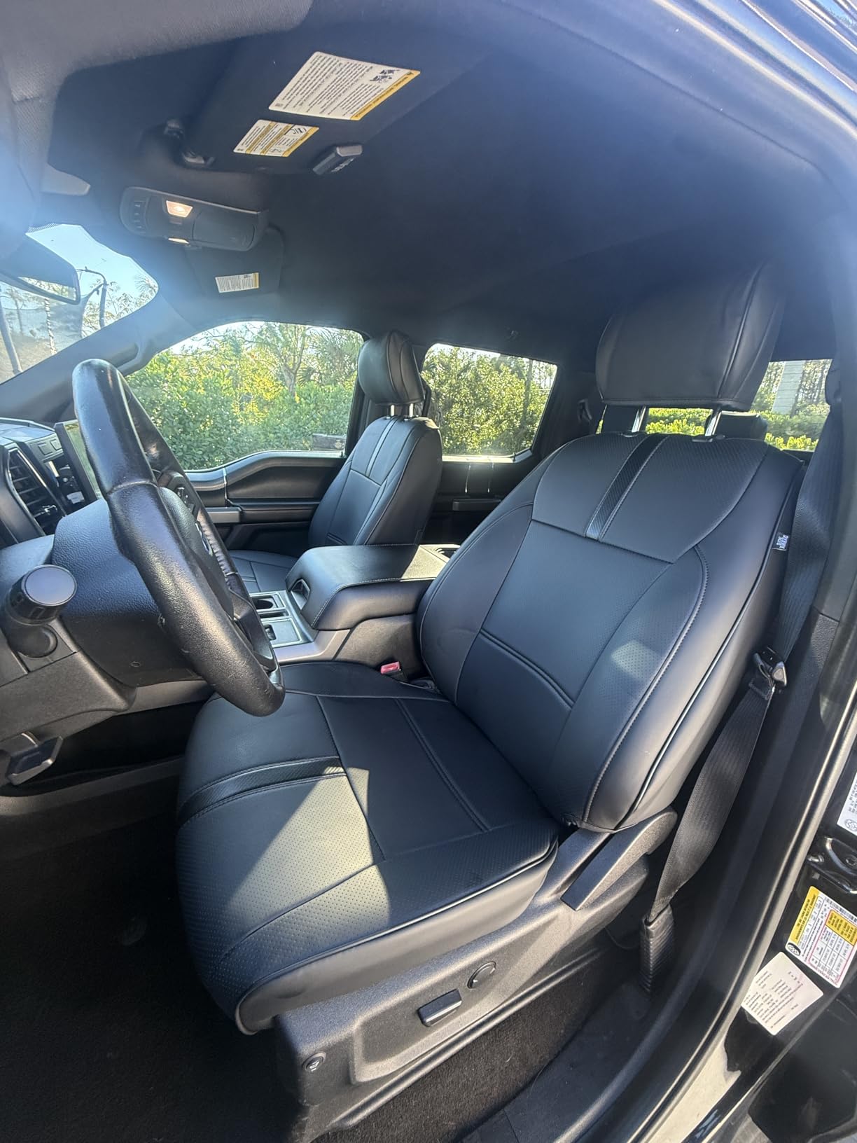 CreekT Full Set Seat Covers for Ford F150 2015-2025, Waterproof Pickup Custom Fit Faux Leather Seat Covers for Ford F-150 Accessories, for F150 2021 2022 2023 2024 2025 Super Crew/Crew Cab(XL,XLT) customer photo 1